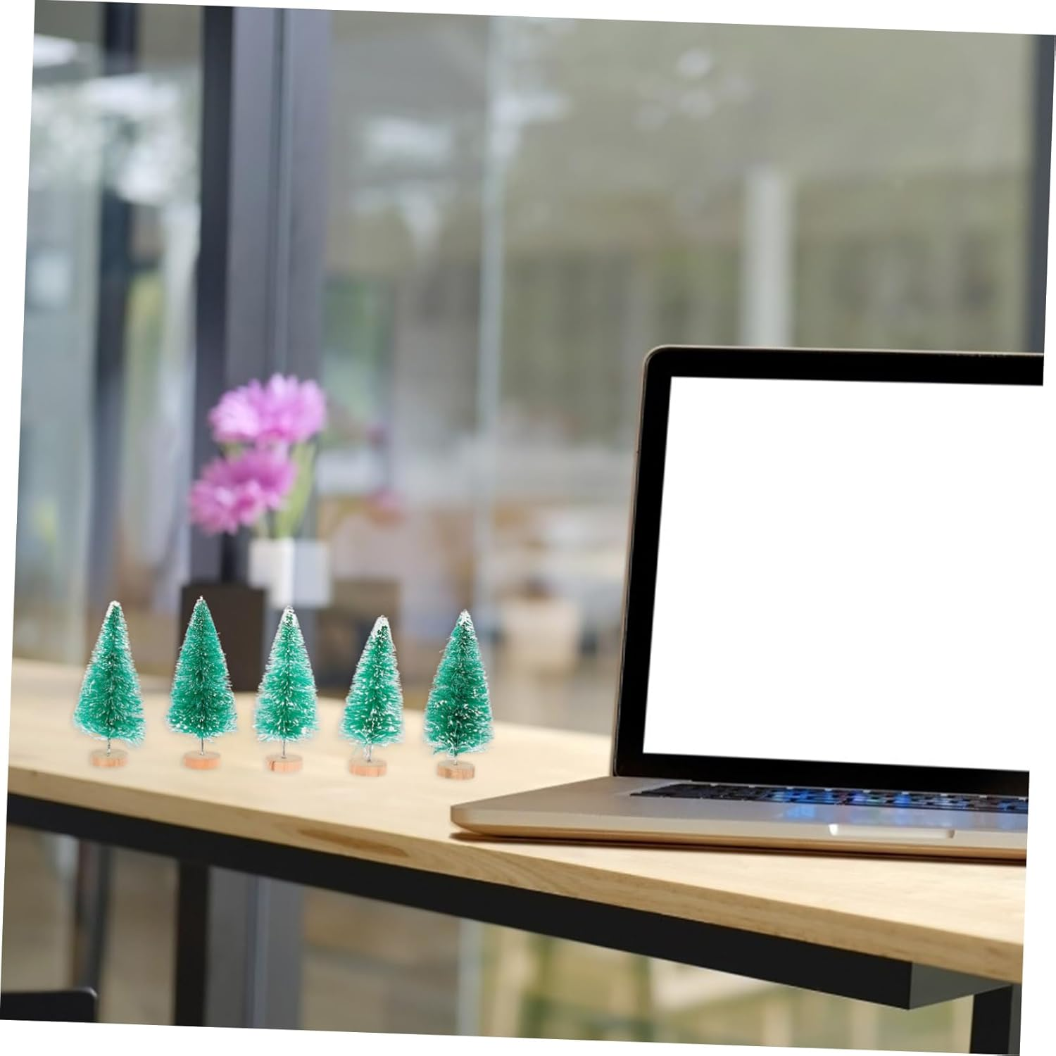 12Pcs Mini Christmas Tree PVC Desktop Ornament Home Shop Party Decor Blue Green White Gold Christmas Adornment image number 3