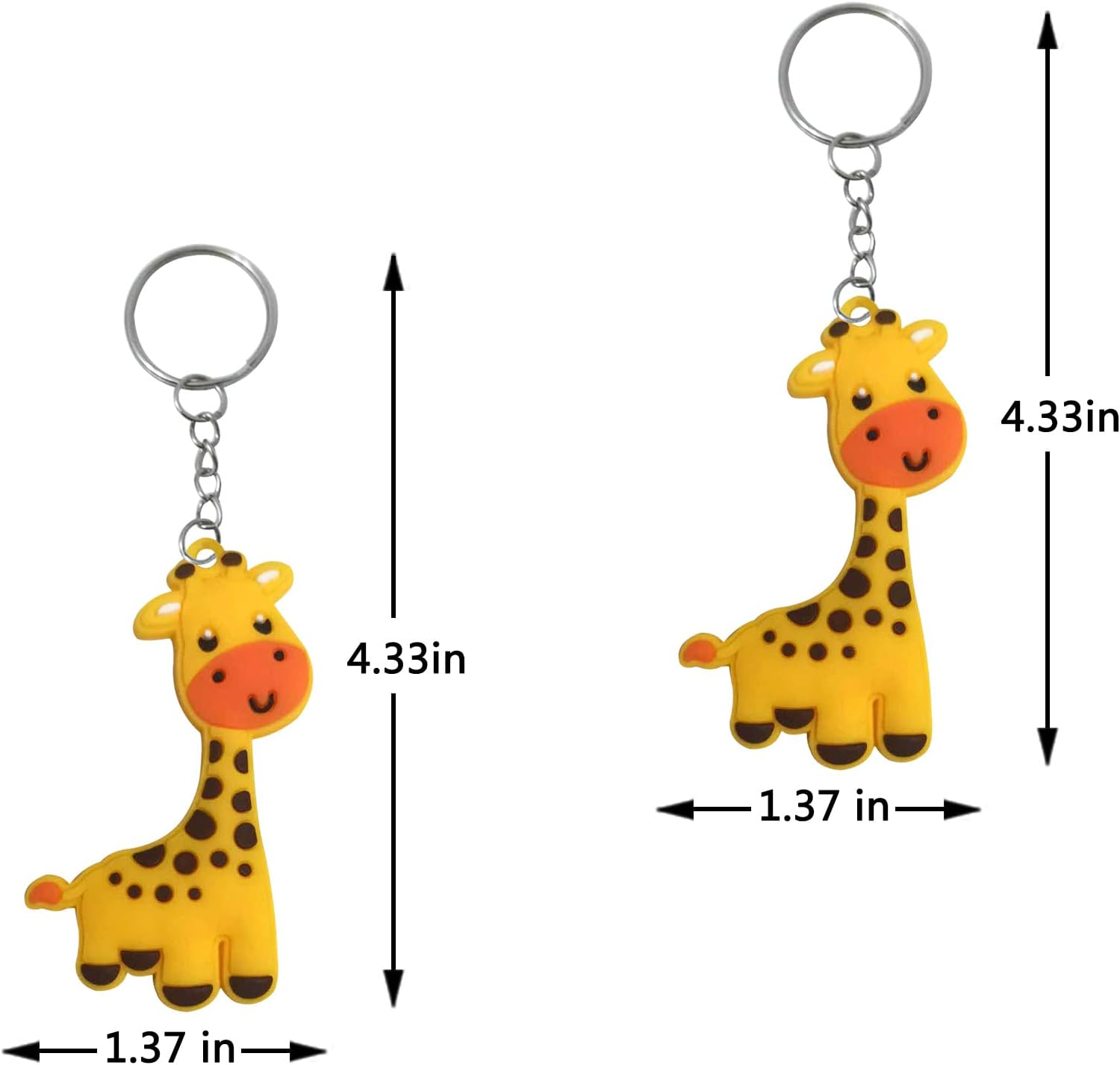 Imagitek 24 Pack Giraffe Keychains Safari Animal Keychains for Giraffe Themed Party Decorations, Birthday Party Bag Fillers, Birthday Party Return Gifts