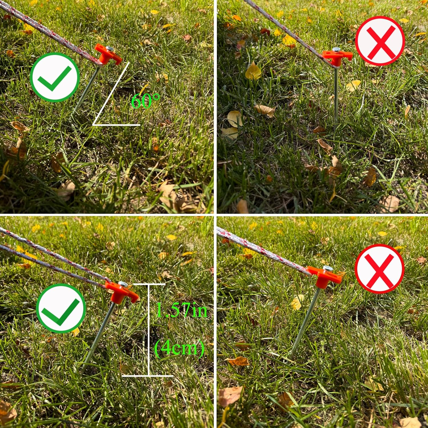 20 Pcs 25Cm Tent Pegs Heavy Duty Ground Stake for Camping, Galvanized Non-Rust Metal Tent Spikes Yard Stakes for Outdoor Canopy Garden Hiking -Orange image number 5