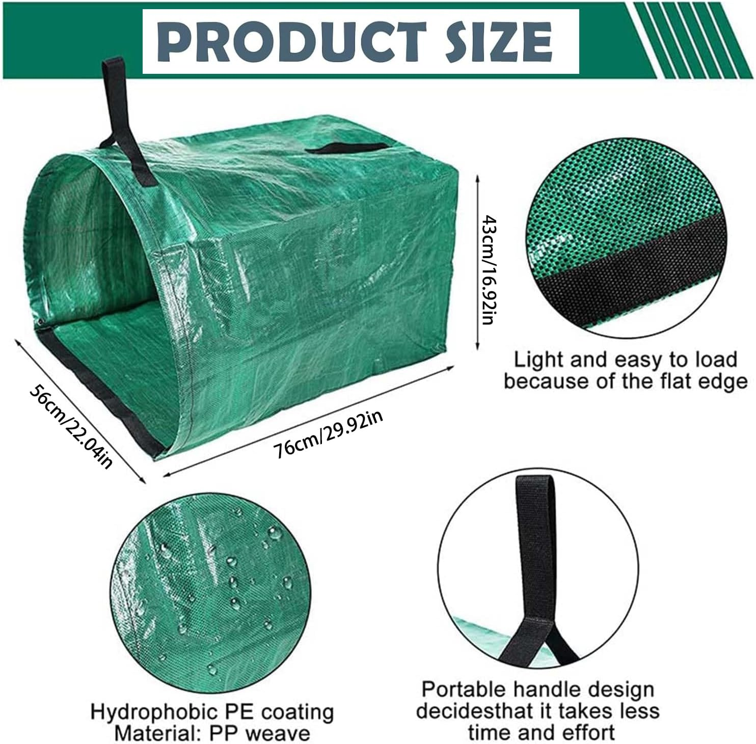 2 Pack Garden Waste Bags, Large Yard Dustpan-Type Garden Bag, Reuseable Heavy Duty Gardening Bags, Lawn Pool Garden Leaf Waste Bag, Garden Bags for Debris, Lawn and Leaf Bags, Yard Bags,Leaf Collector