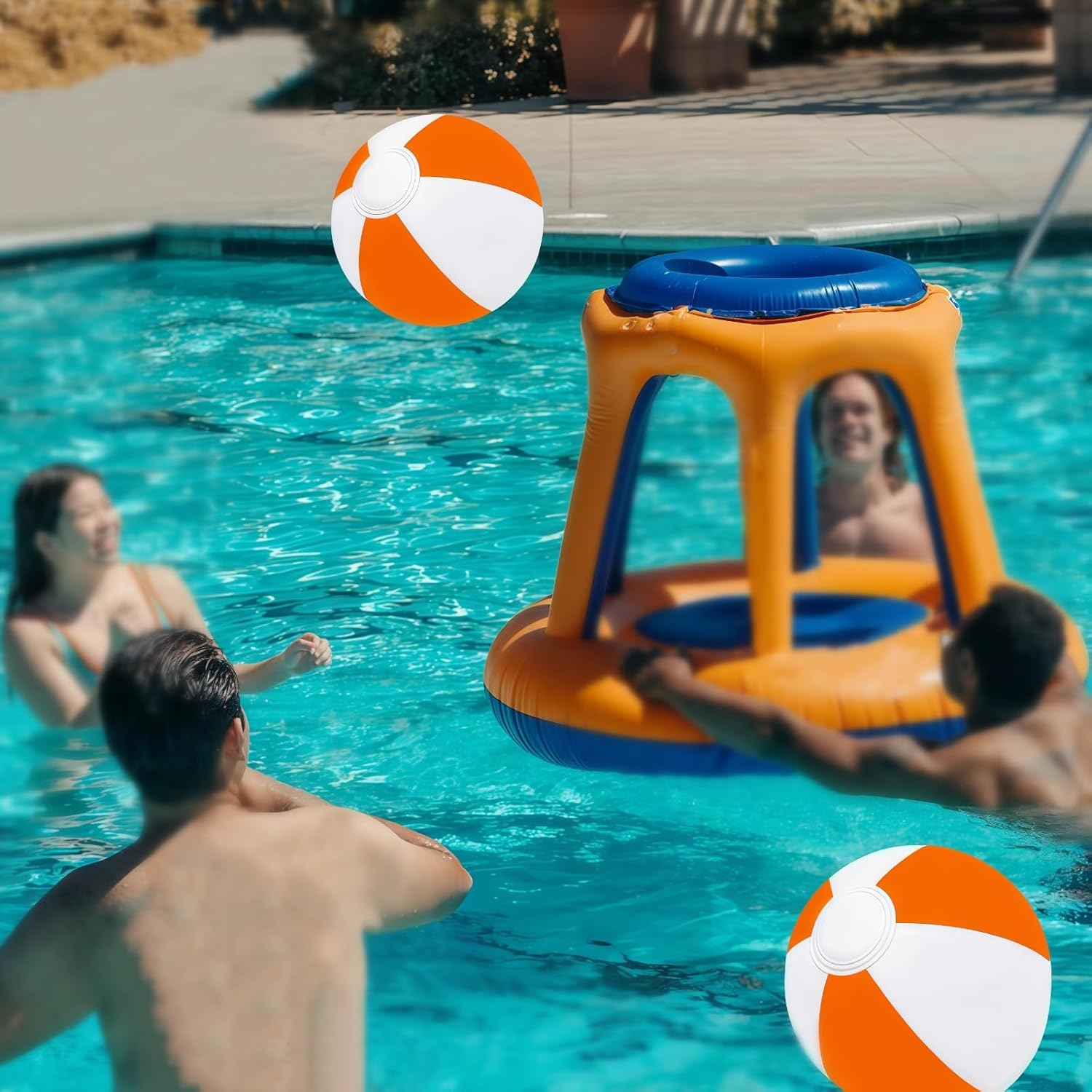 6 Pack Beach Balls, Large Inflatable Beach Balls Bulk, for Parties, Beach, Pools & Play - Orange White image number 5