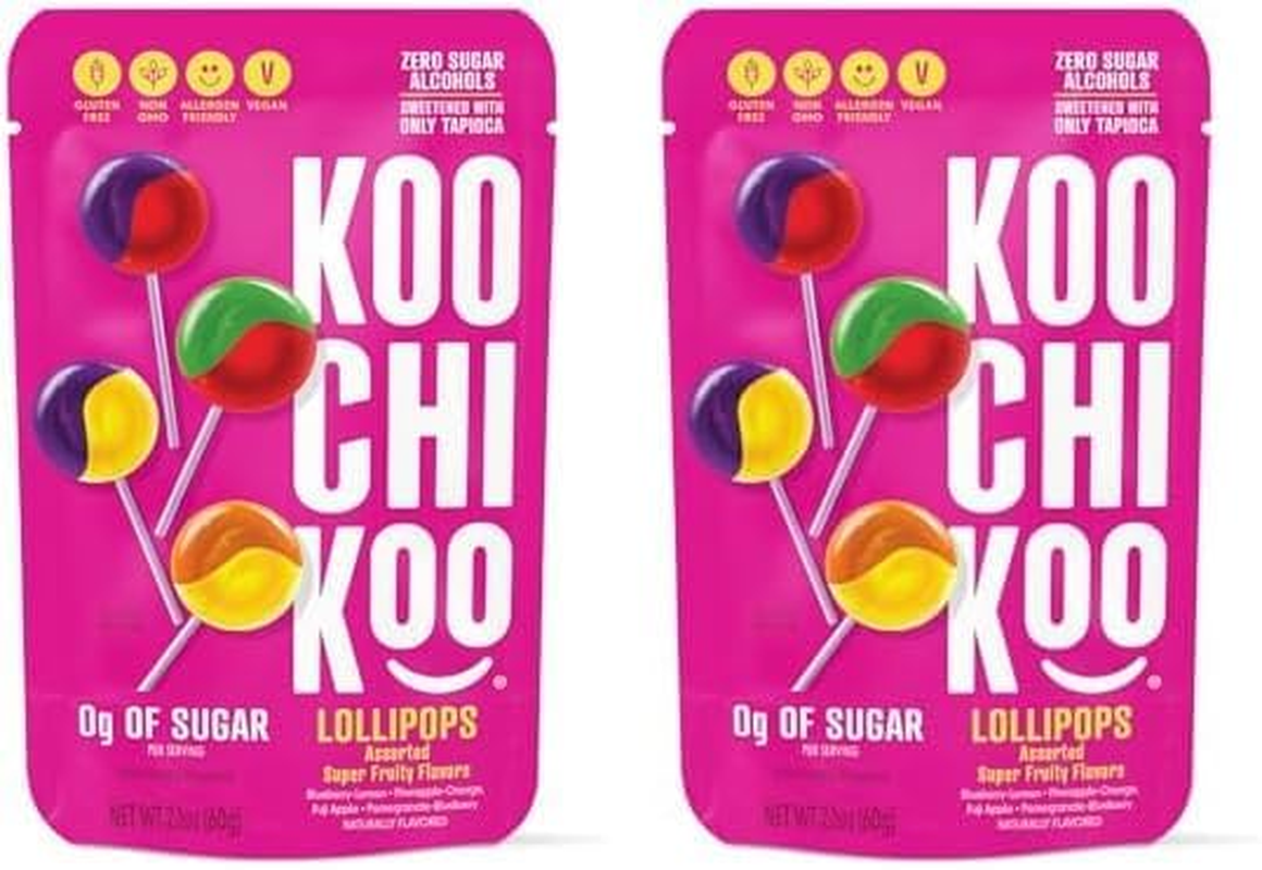 Koochikoo Sugar Free 4 Flavour Lollipops Pouch 60 G, Mixed