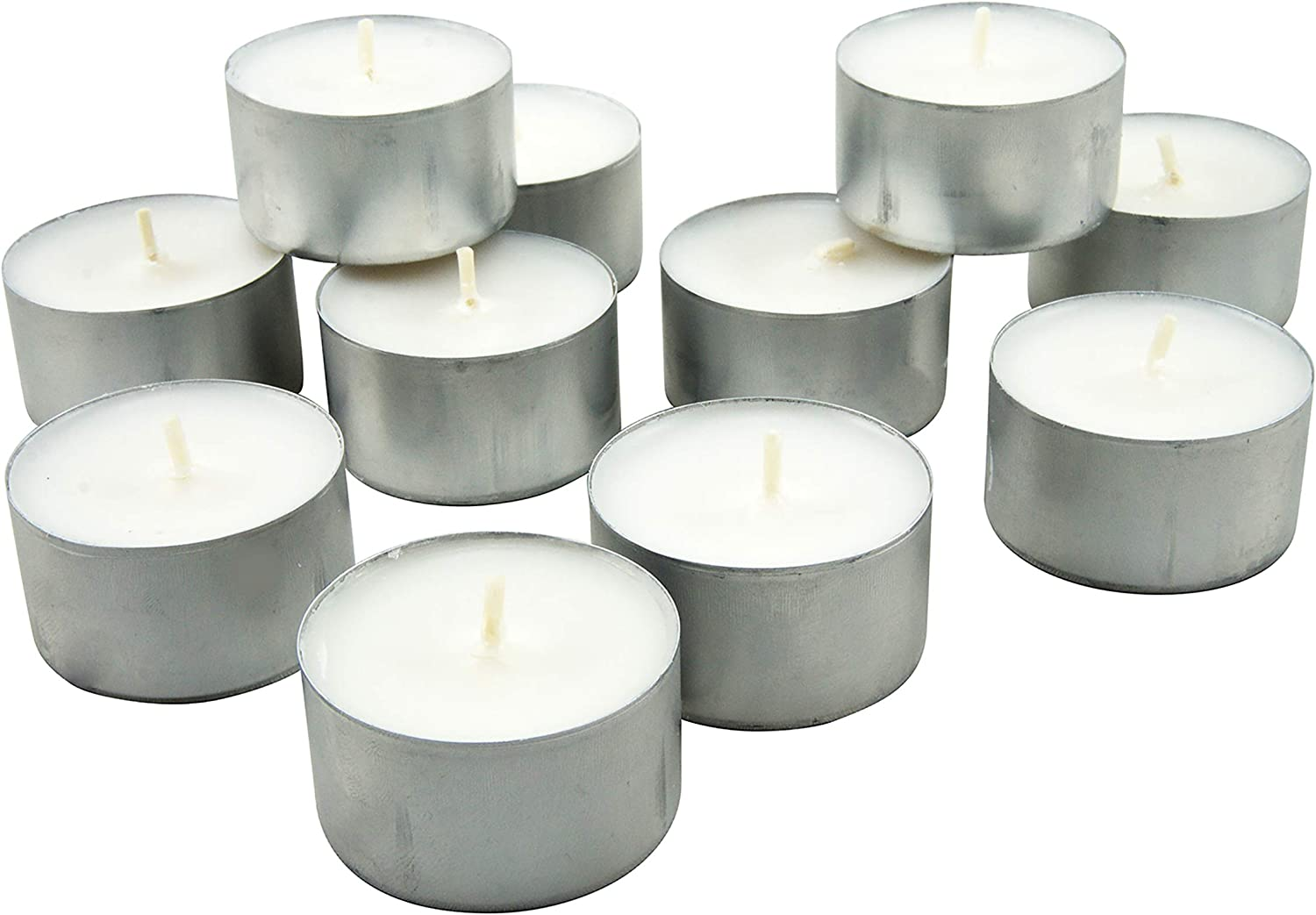 Stonebriar Bulk 50 Pack Unscented Smokeless Long Tea Light Candles with 8 Hour Extended Burn Time, White, 50 Count image number 2