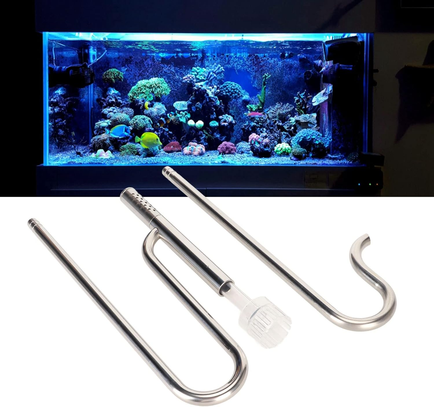 Aquatic Lily Pipe Set, Adjustable Inflow Outflow Lily Pipe with Surface Skimmer, 304 Stainless Steel Fish Tank Lily Pipe with Removable Bottom, Rust Proof, Prevent Corrosion, (12Mm Outlet with 12Mm Deoiling Film Inlet) image number 1