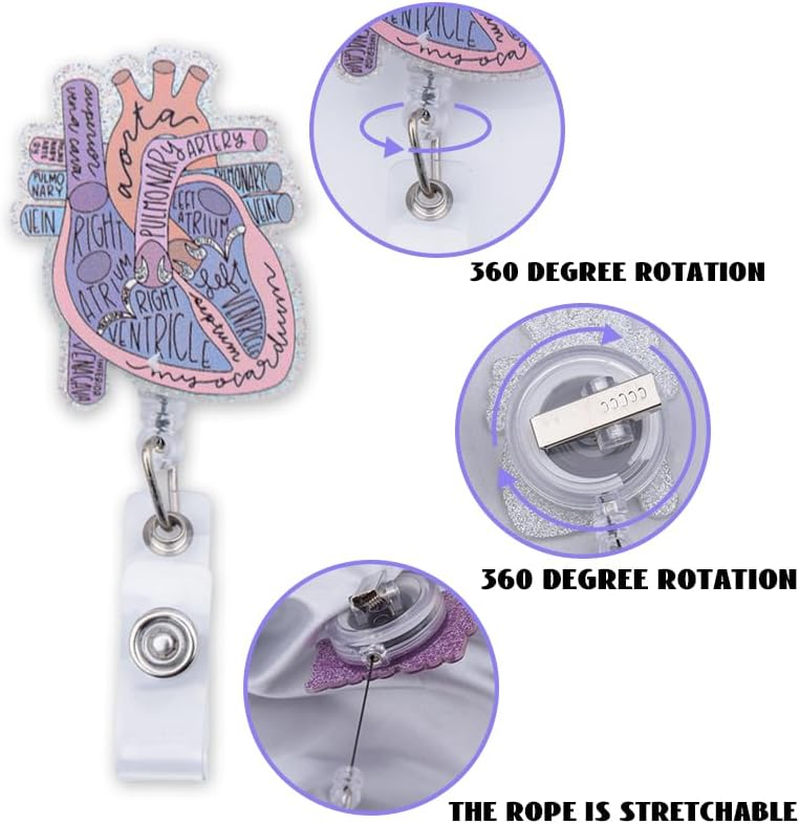 Nurse Badge Reel Holder Clip Id Badge Card Holder for Nurses Name Tags Badge Holders Reels Badge Holder Retractable Clip for Nurses Teachers Doctors Cardiac Name Badge Holder image number 6