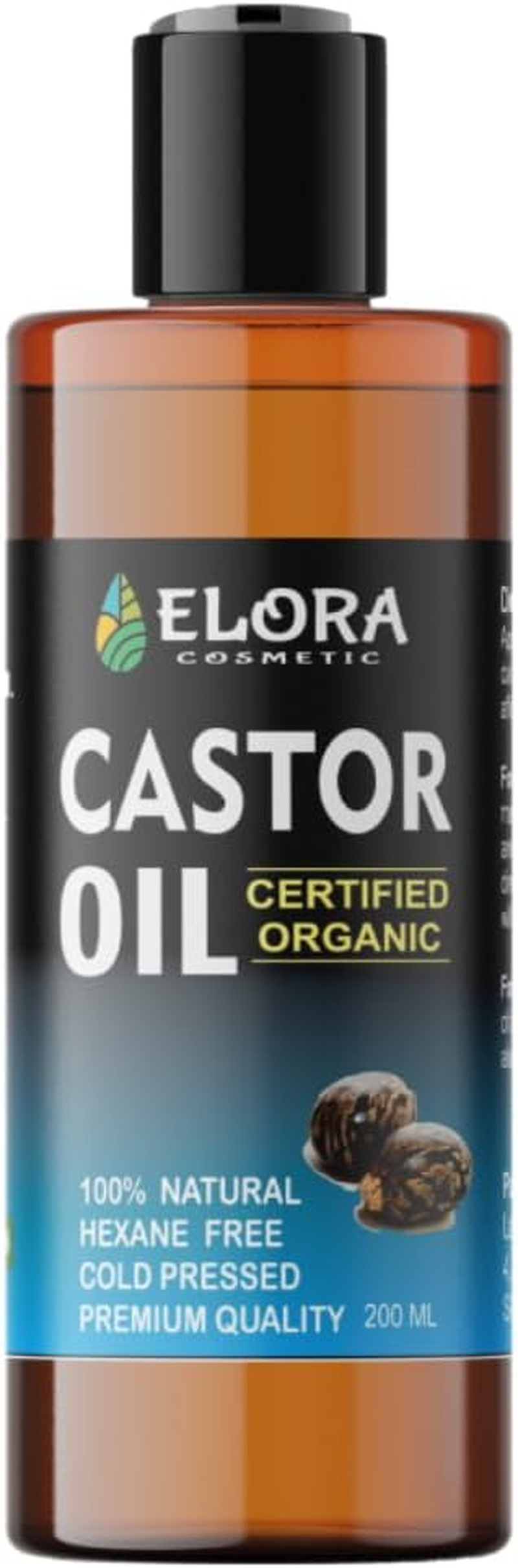 Certified Organic Castor 200ML Oil, Cold-Pressed Castor Oil, Hexane Free, Castor Oil for Hair Growth, Eyebrows, Eyelashes and Dry Skin. Anti-Oxidant Oil for Hair, Skin, Face.(Plastic Bottle) (200 ML) image number 4