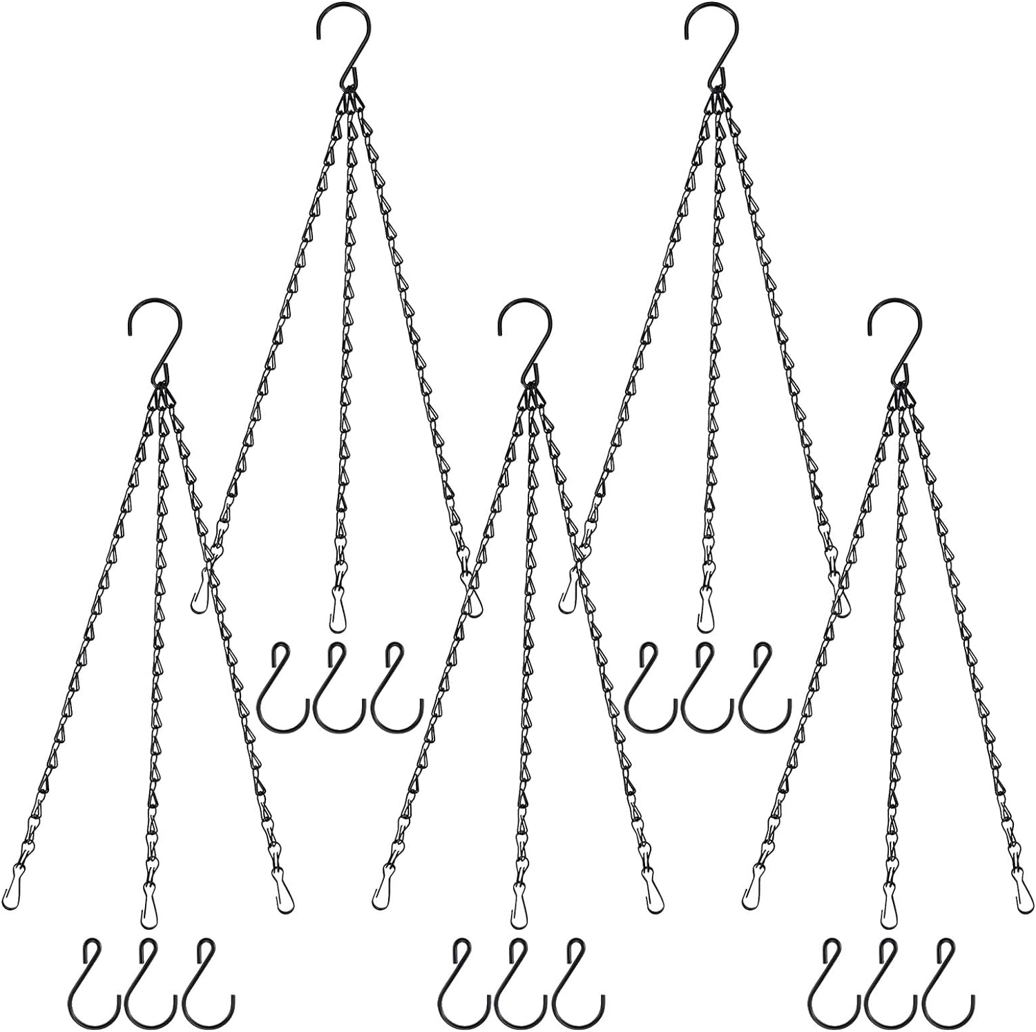 Chain for Hanging Plants, 10 Inch Black Plant Chains for Hanging Planter Baskets Kits with Hooks for Bird Feeder Wind Chime, Small Chains Perfect for Indoor Outdoor Decor (10 PCS)