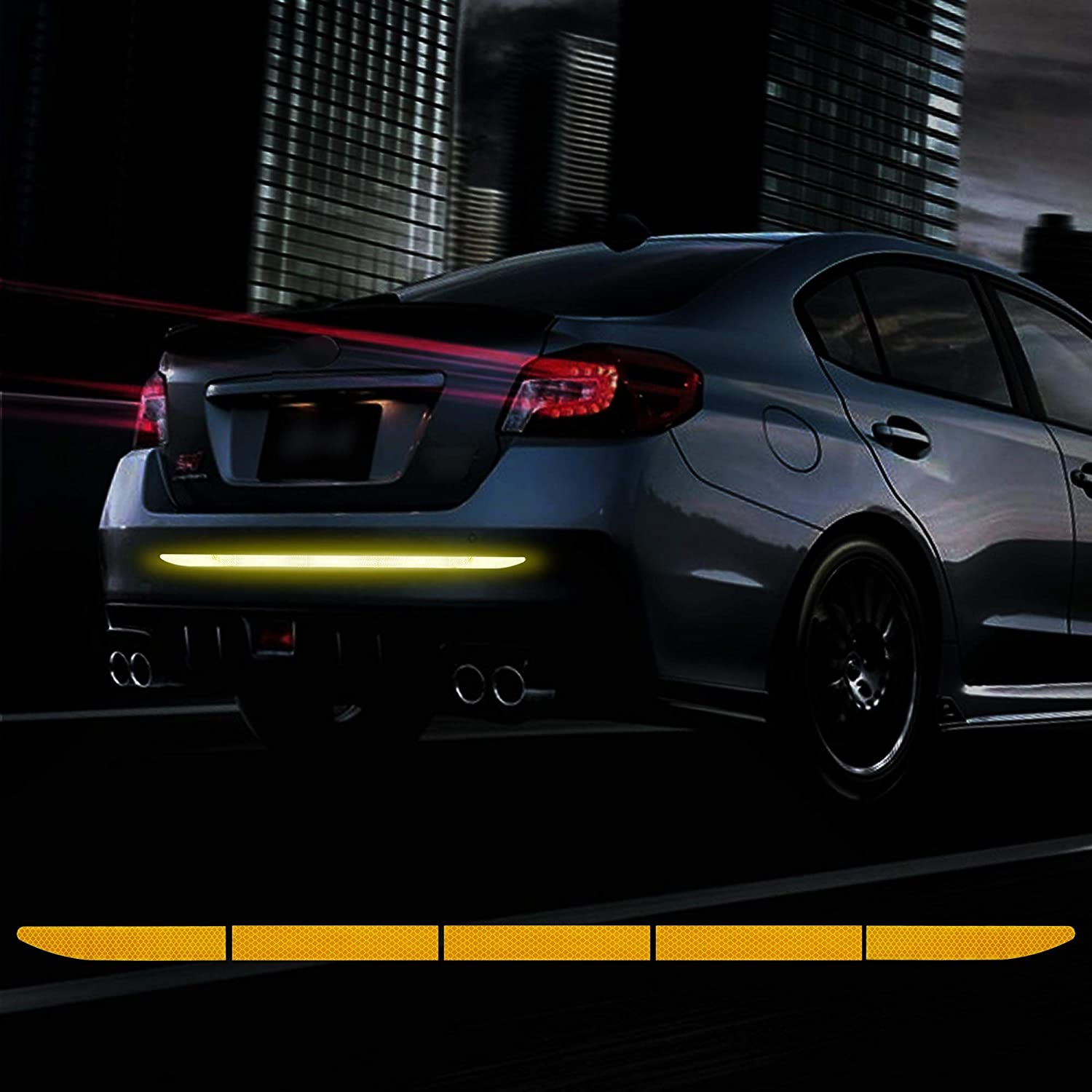 TOMALL 35.2'' Strong Reflective Stripe Stickers High-Intensity Night Visibility Reflective Decal Universal Safety Warning Diamond Grade Waterproof Self Adhesive for Car Trunk (Red)