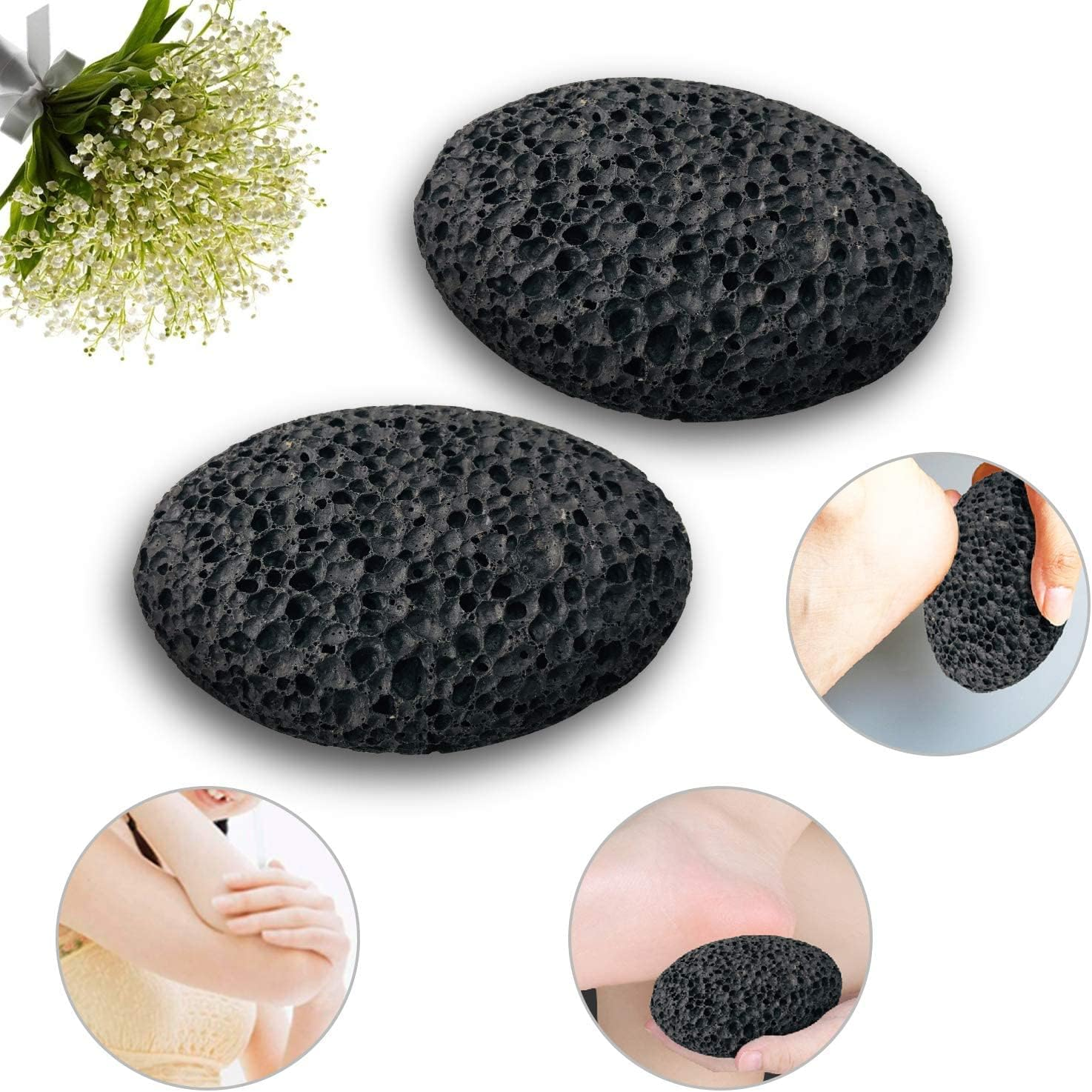 Pumice Stone for Foot, Natural Earth Lava Shower Pumice Stone Black, Exfoliating Rock for Feet, Pedicure Rocks, Stone for Skin Scrubber, Pedicure Exfoliator Tools Scrubber Health Foot Care image number 6