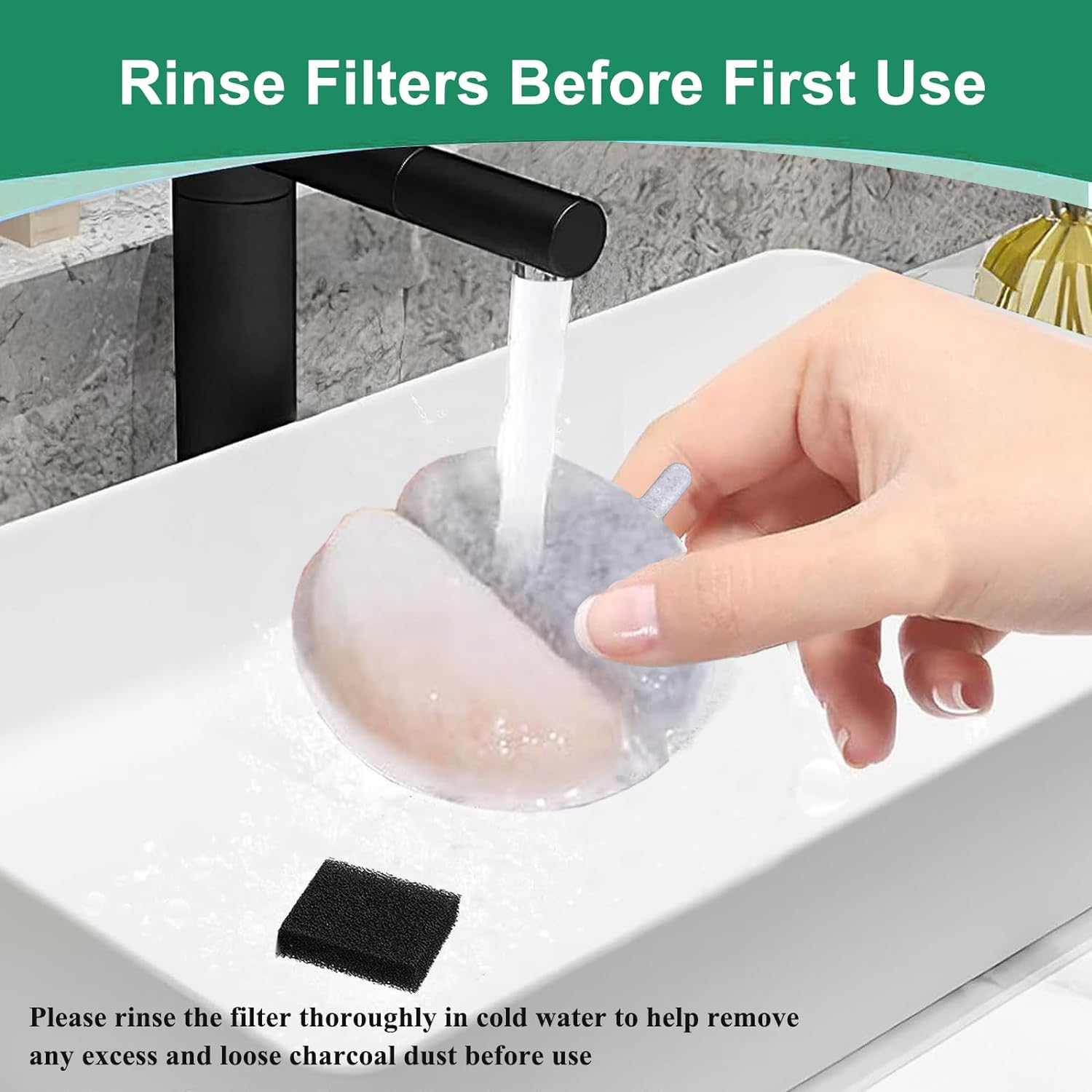 16 Set Cat Water Fountain Filters, Hantoc Replacement Pet Water Fountain Filters 8Pcs Activated Carbon Filter & 8Pcs Foam Sponge for 2.5L Cat Fountain Apetgo-3 &lrm;F-016B Cat Fountain with Active Carbon