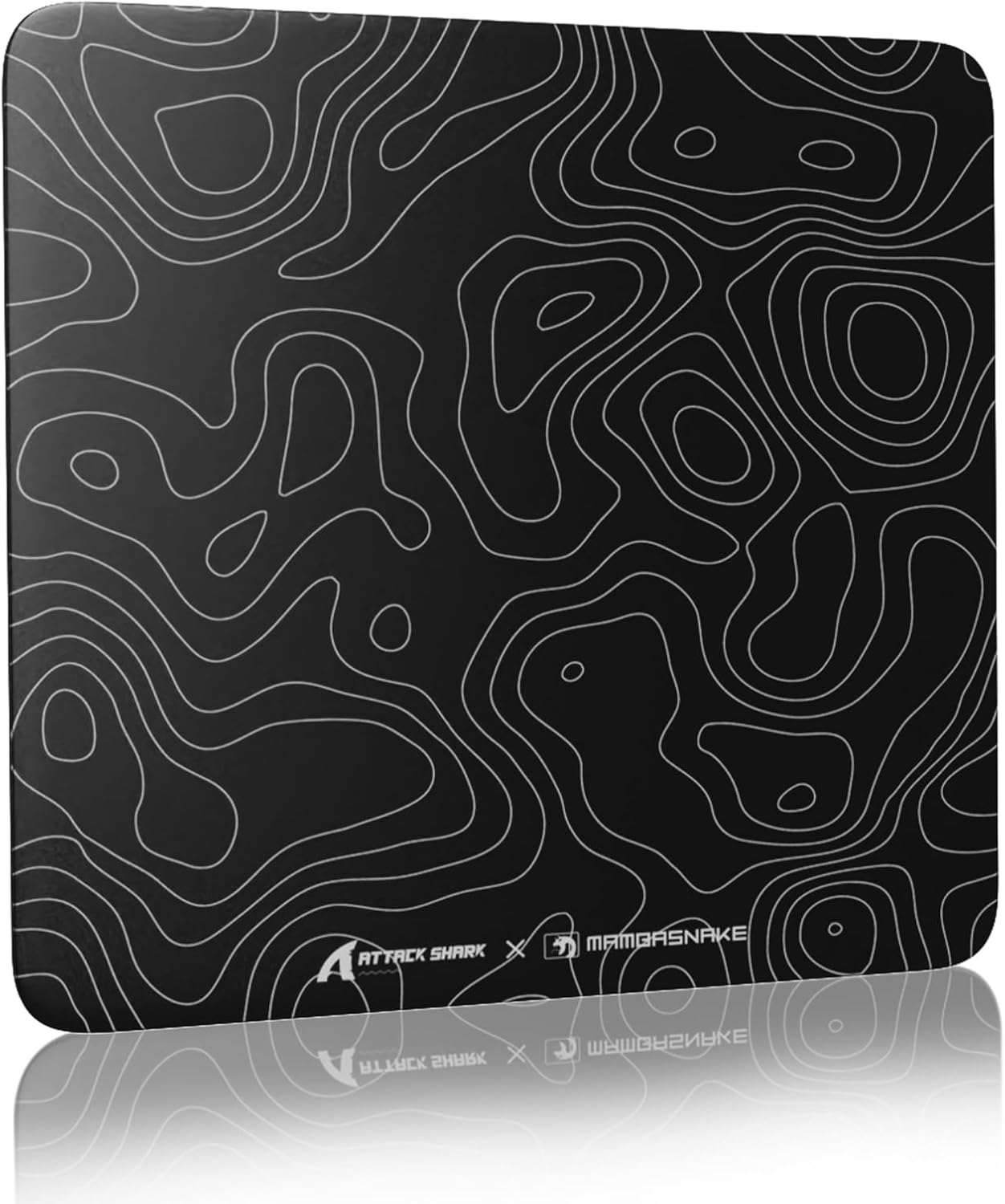 ATTACK SHARK CM05 Large Glass Gaming Mouse Pad - 450X400Mm Nano-Textured Glass for Precision & Speed, Anti-Slip PU Base, 9H Hardness, Smooth & Durable - Suit for Precision Gaming Mice - White Contour