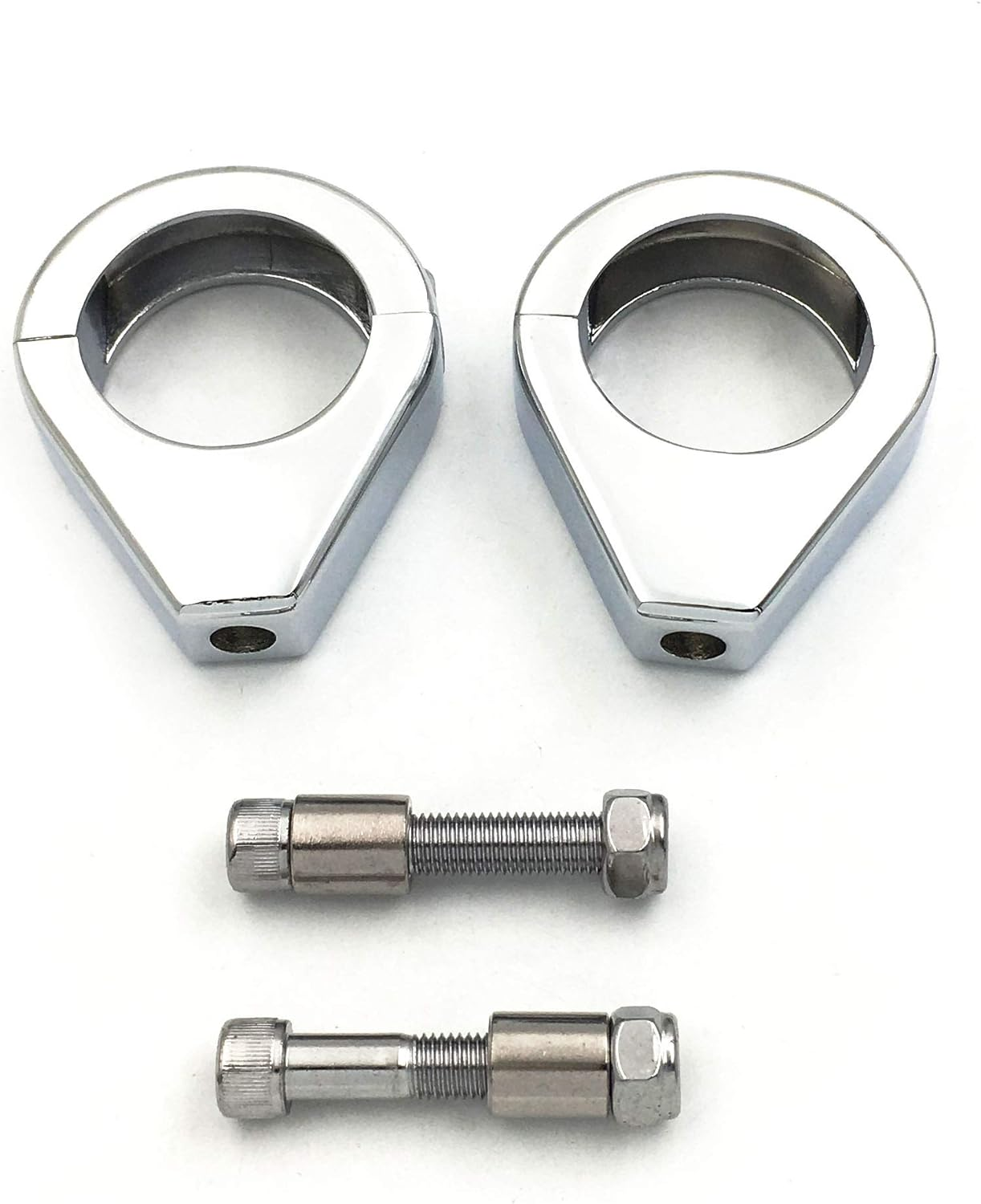 HTT- Motorcycle Fork Clamp Turn Signal Clamps for Harley Softail Mount Bracket 39Mm Fork Chrome image number 2