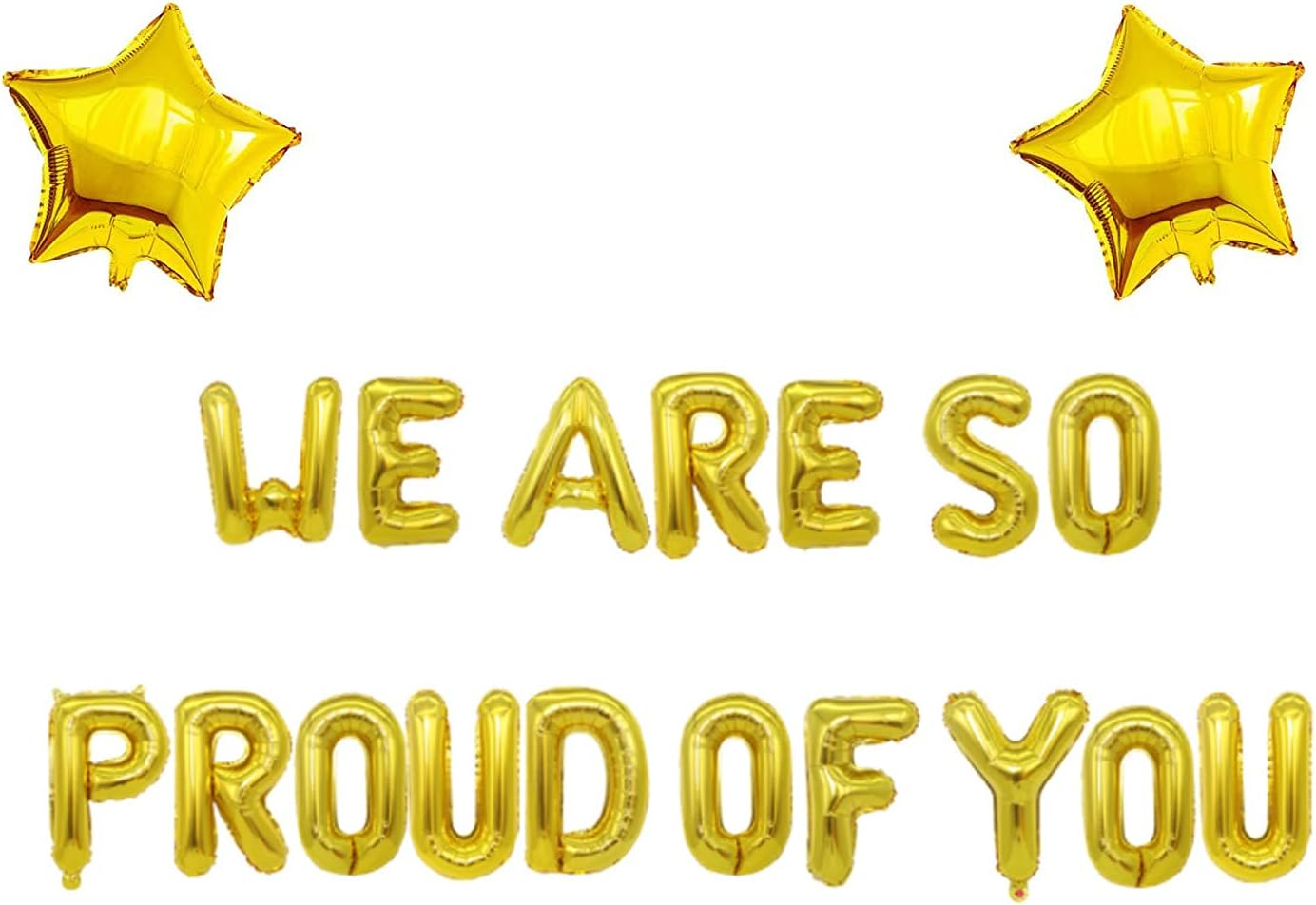 Graduation Bunting, We Are so Proud of You Letter Balloons Gold Banner with 2 Star Balloons Congrats Grad Retirement Party Decorations Supplies image number 4