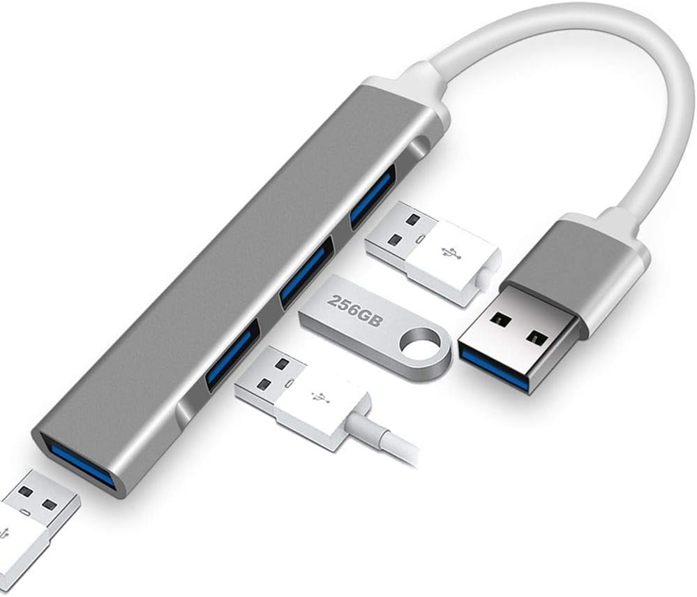 Maro Multiport USB a Hub Adapter, Ultra-Slim 4-Port USB 3.0 Hub for High-Speed Data Transfer and Fast Charging