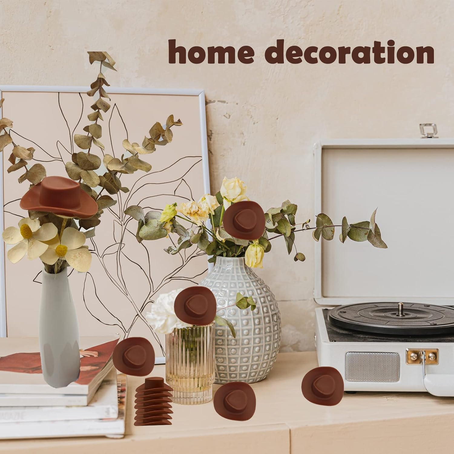 20 Pcs Plastic Mini Cowboy Hats Cowgirl Hats for Crafts Western Party Accessories Decoration image number 1