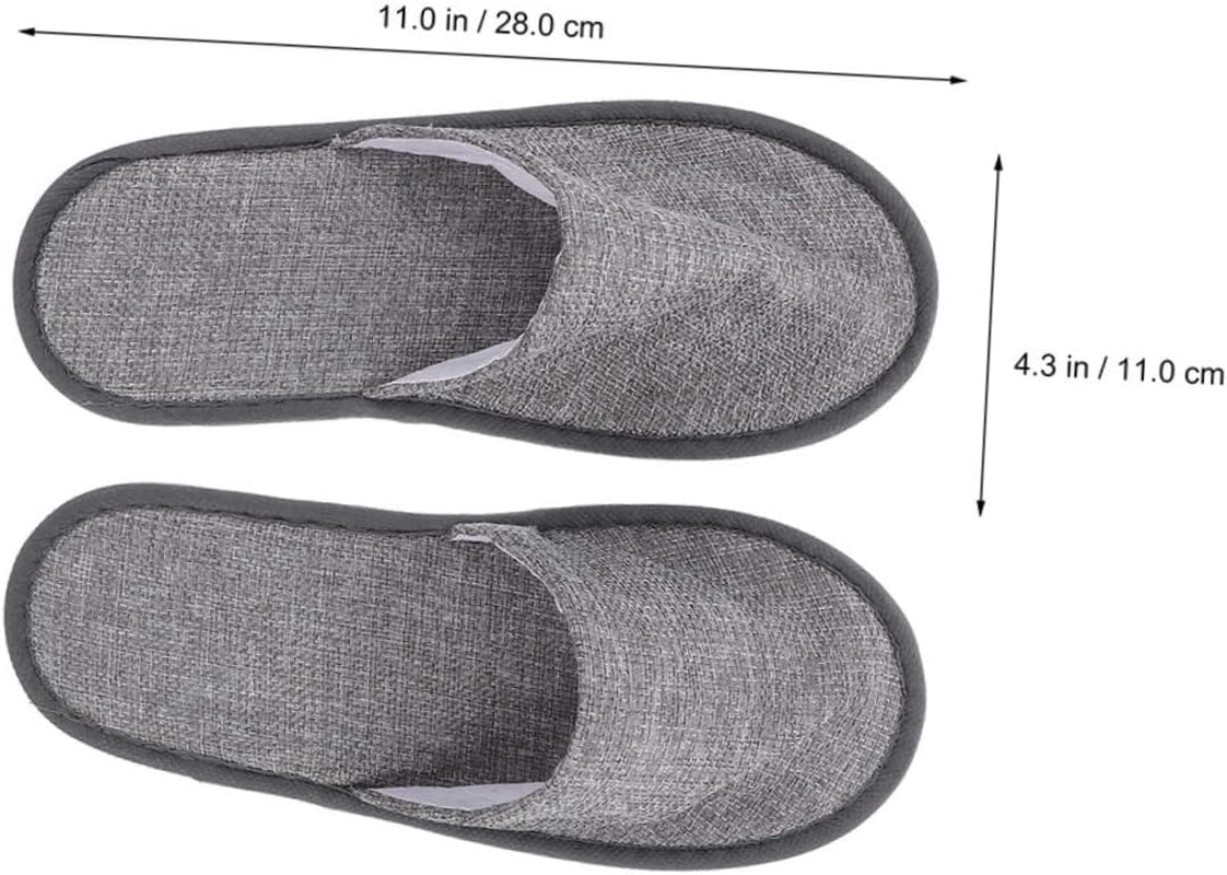 Outanaya Cotton Linen Unisex Folding Slippers 5 Pairs Portable Travel and Home Spa Shoes Grey Foldable Non-Disposable Hotel Slippers image number 2