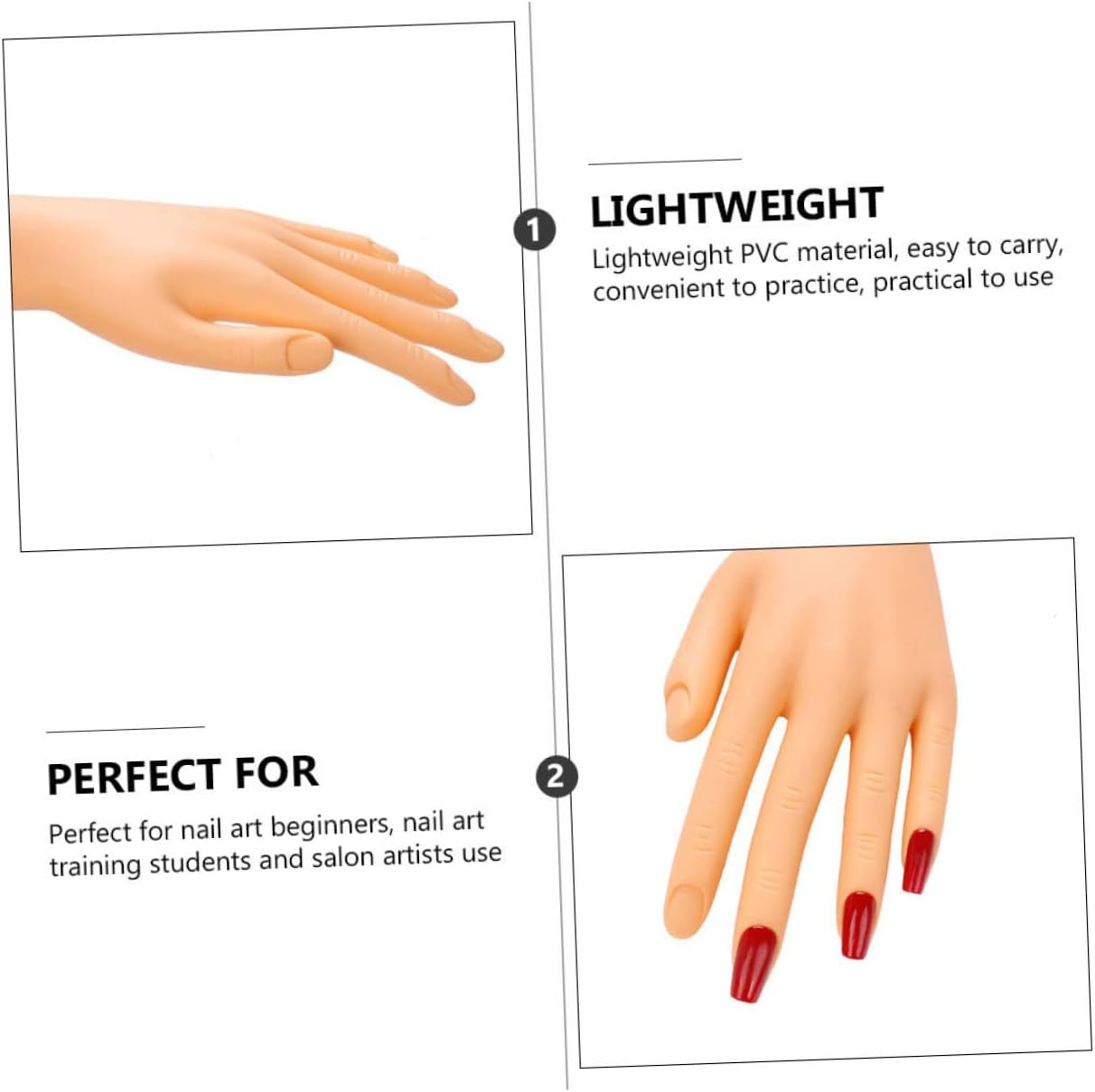 Flexible Nail Practice Hand Model with Stand, Realistic Soft Fake Manicure Training Tool for Professional Nail Art and Gel Design Users in Salon and Home Use image number 3