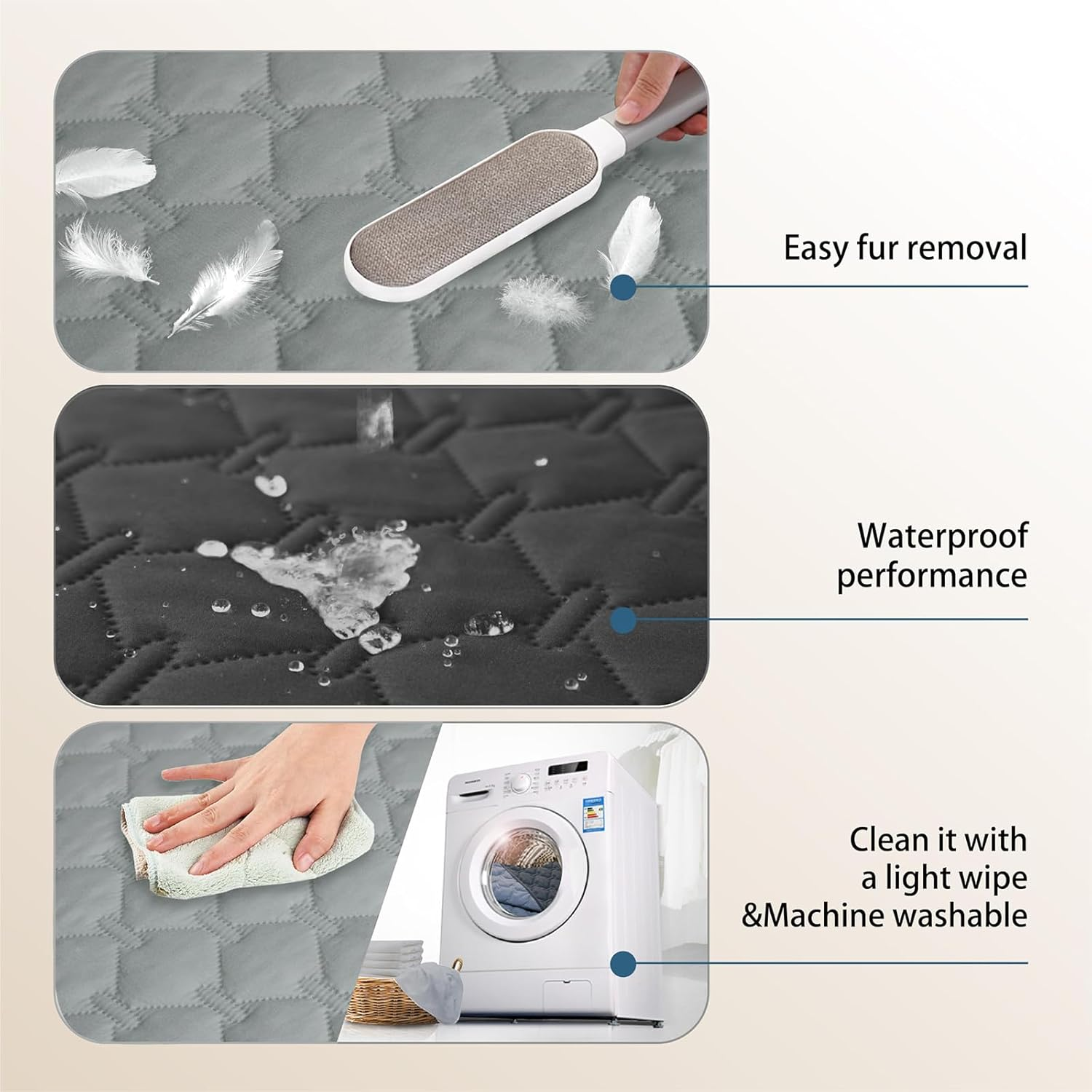 100% Double-Sided Waterproof Dog Bed Cover Pet Blanket Sofa Couch Furniture Protector for Kids Children Dog Cat, Reversible (130X200Cm (Pack of 1), Dark Grey/Light Grey) image number 2