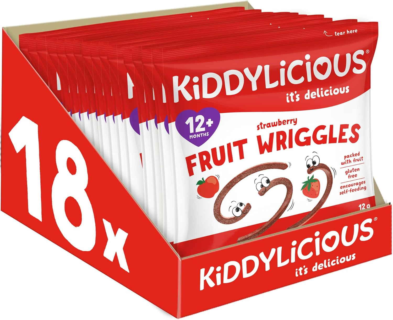 Kiddylicious - Fruit Wriggles - Strawberry - Delicious Snacks for Babies - Suitable for 12+ Months - 12G image number 3
