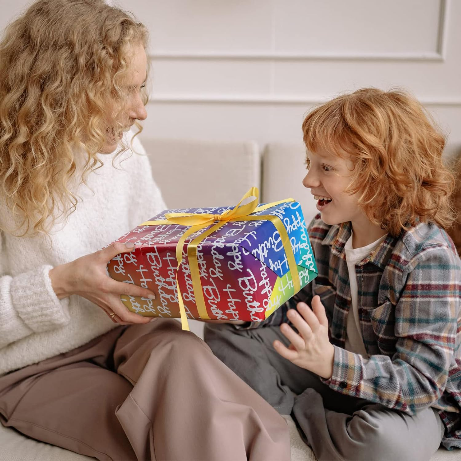 Bigqin 6PCS Kids Birthday Wrapping Paper Recycled 70 * 50Cm Happy Birthday Gift Wrapping Paper for Boys Girls Women Men Birthday Celebration, with Ribbons Stickers and Tape image number 1