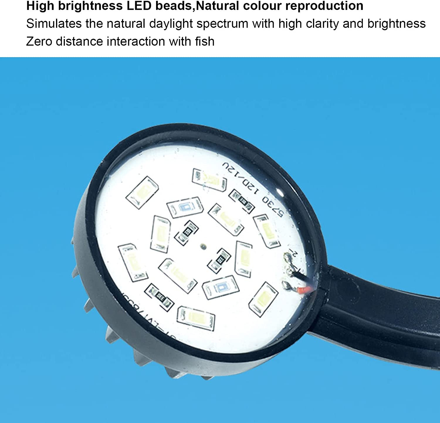 Fish Tank Light, ABS 5W Full Spectrum High Clarity LED Aquarium Light Low Power Consumption save Energy Compact Simple Flexible Durable Small Led Clip Light with Separate Power Switch for Fish Tank image number 1