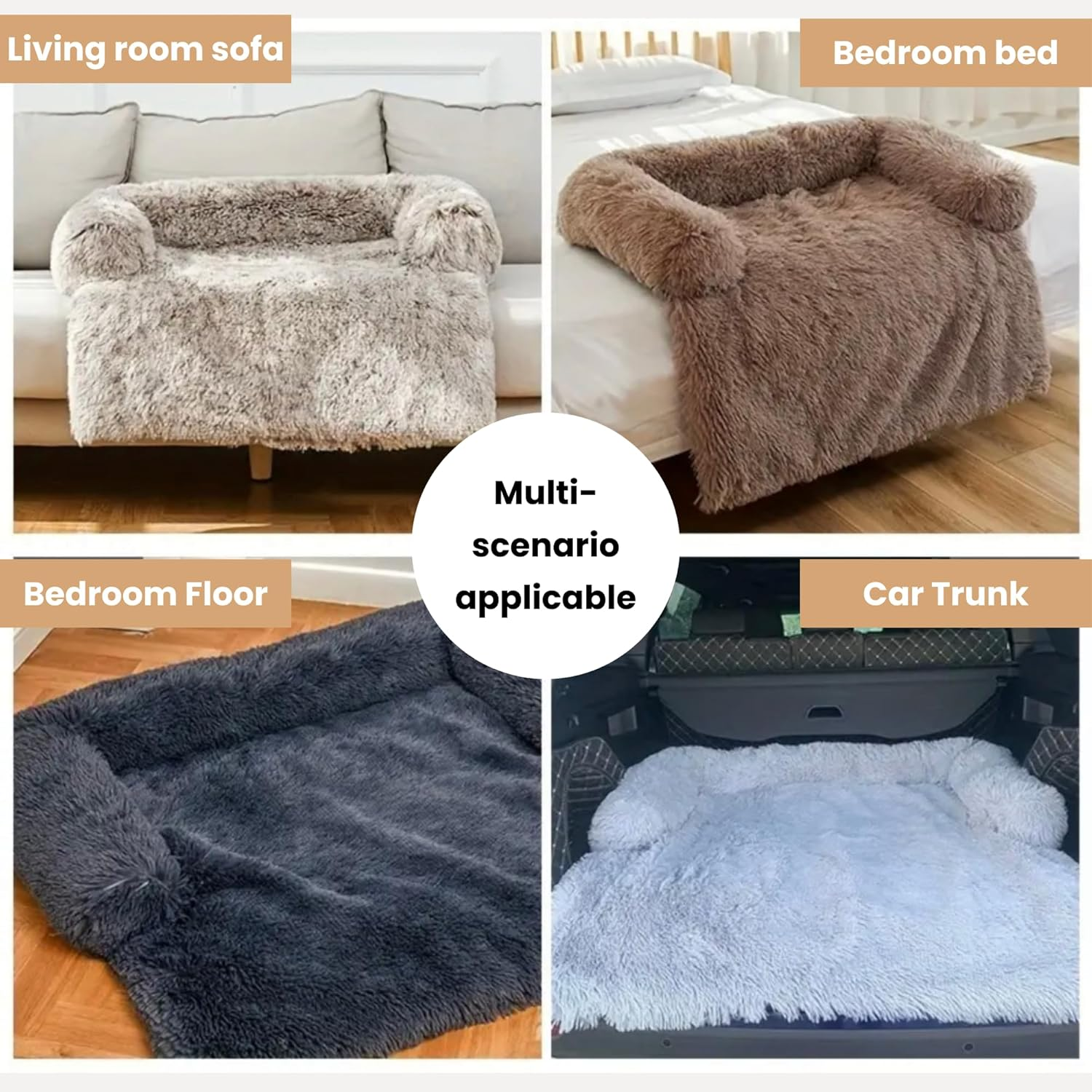 Luxurious Plush Dog and Cat Bed, for Sofa, Dog Bed, Dog Plush Cushion, Grey, Pet Mat for Cats and Dogs, Washable for Soft Mode, Dog and Cat House (Light Gray) image number 2