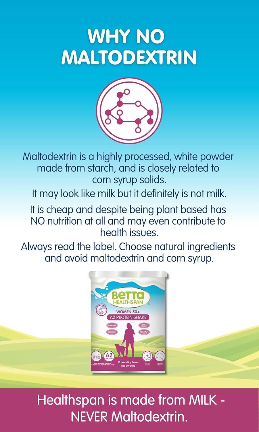 Betta Healthspan Women 50+ A2 Protein Shake image number 1