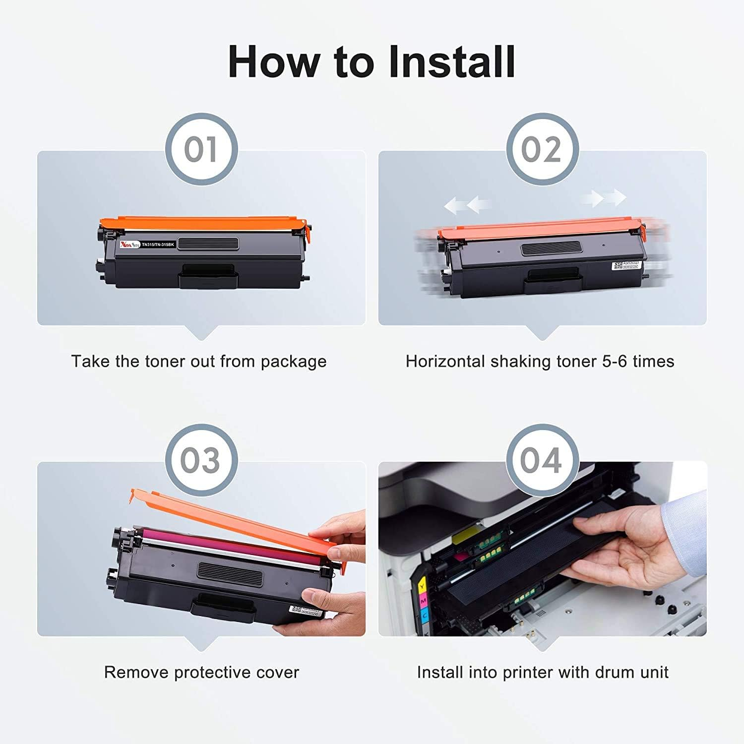 4 Pack TN346 TN-346 Toner Cartridge Compatible with Brother HLL8250CDN HLL8350CDW MFCL8600CDW MFCL8850CDW(1BK,1C.1M,1Y) image number 2