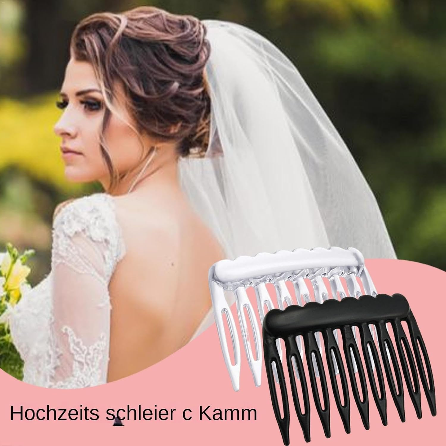 24-Piece Decorative Hair Combs - Classic French Twist Style Accessory, Black and Transparent Side Styling Hair Combs | Veil Combs, French Hair Comb for Daily Hair image number 6