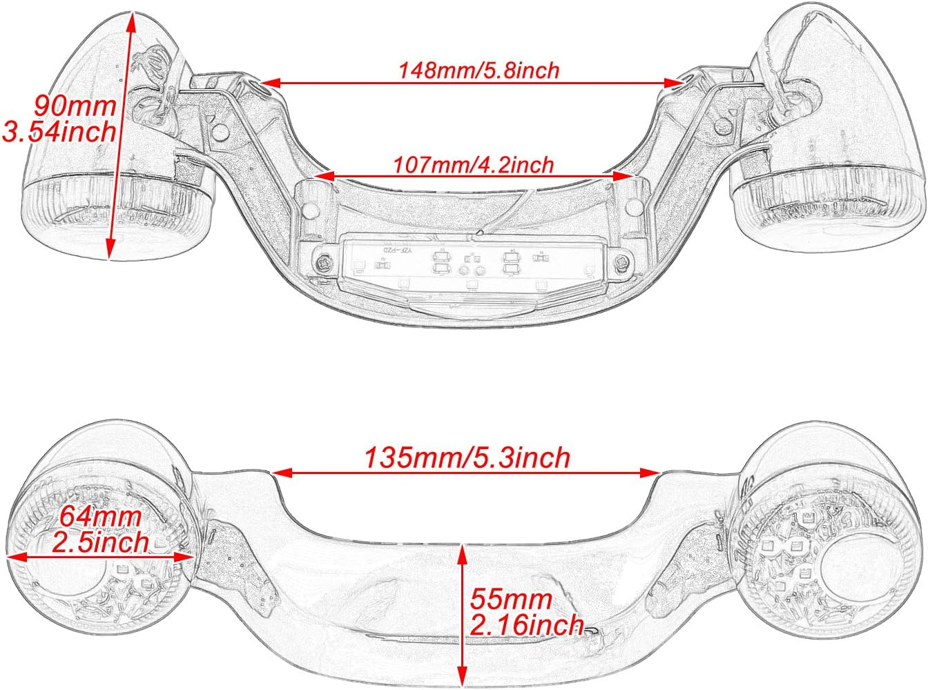 Motorcycle Rear Brake Light Bar Turn Signal Fit for Harley Street Glide 10-23 Road Glide 10-23 Road King Special 17-25 Electra Glide 19-22 (Chrome Housing Orange Lens) image number 6