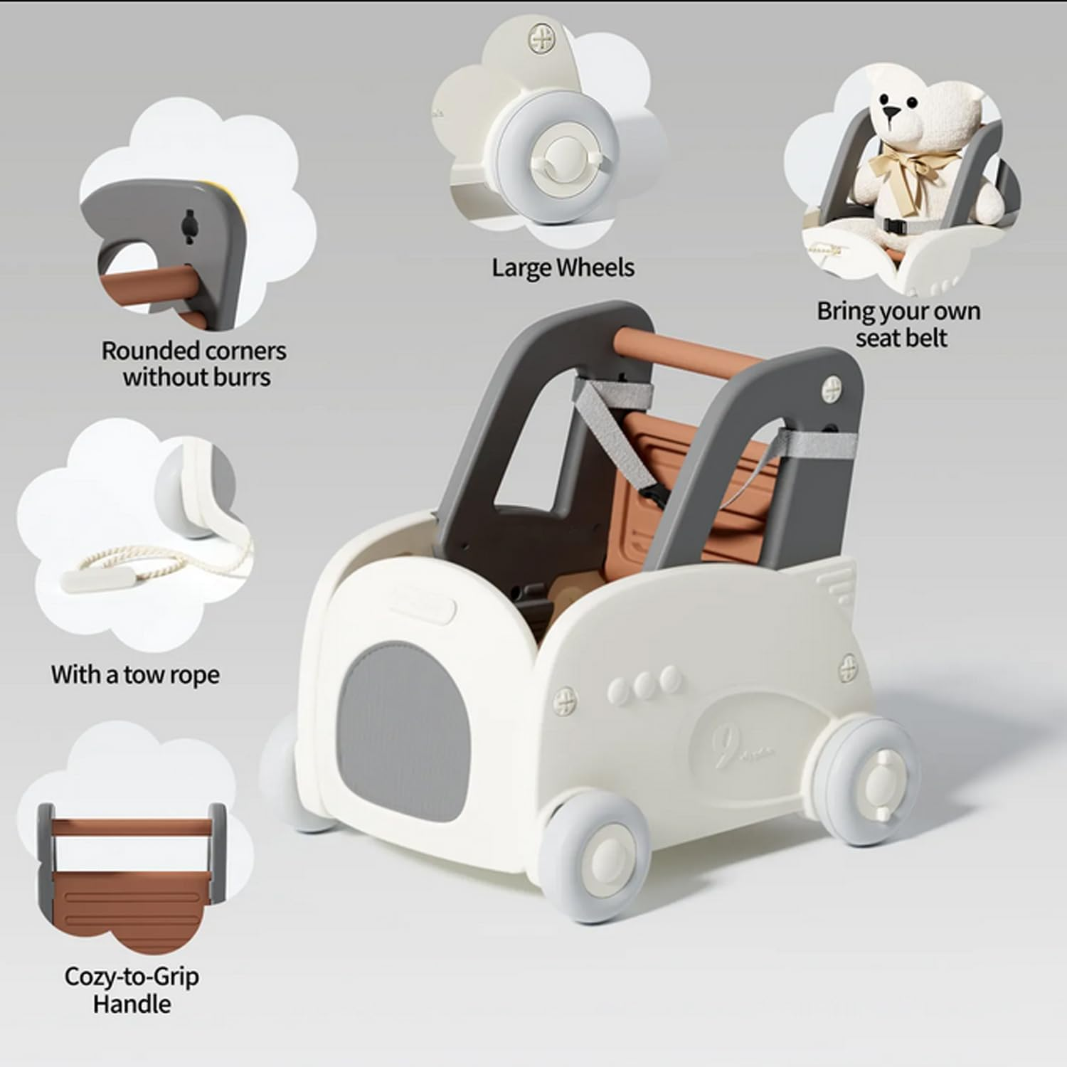 Baby Push Stroller Walker 4-In-1, Baby Walker Push Toy with Adjustable Wheels, Movable Kids Learning Walker Toddler Cartoon Shaped Toy Cabinet Organizer Storage Toy Shopping Cart for Boys and Girls image number 3