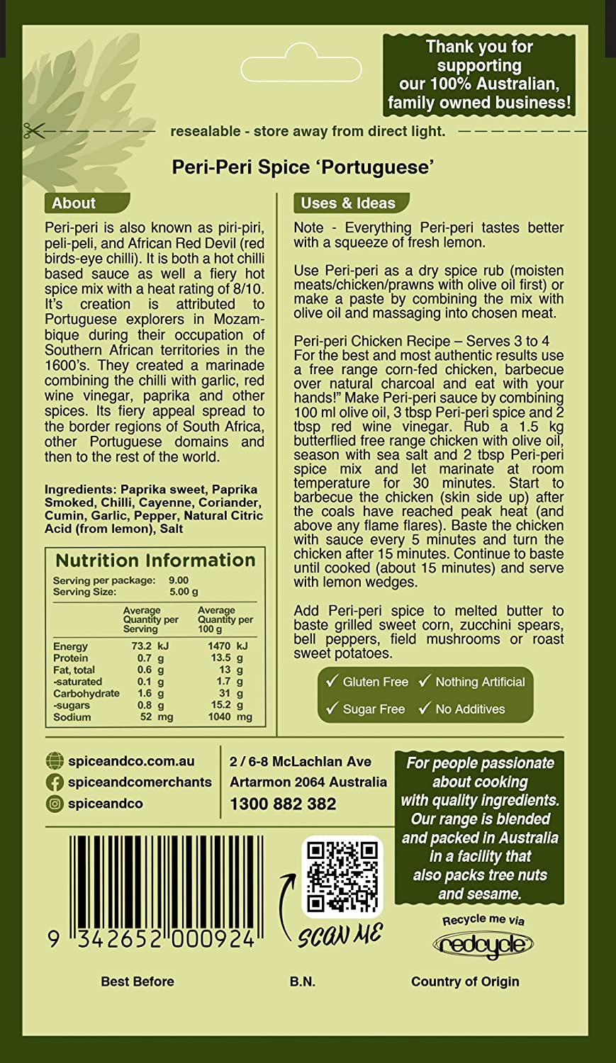 Spice & Co Peri Peri Spice Mix 45 G