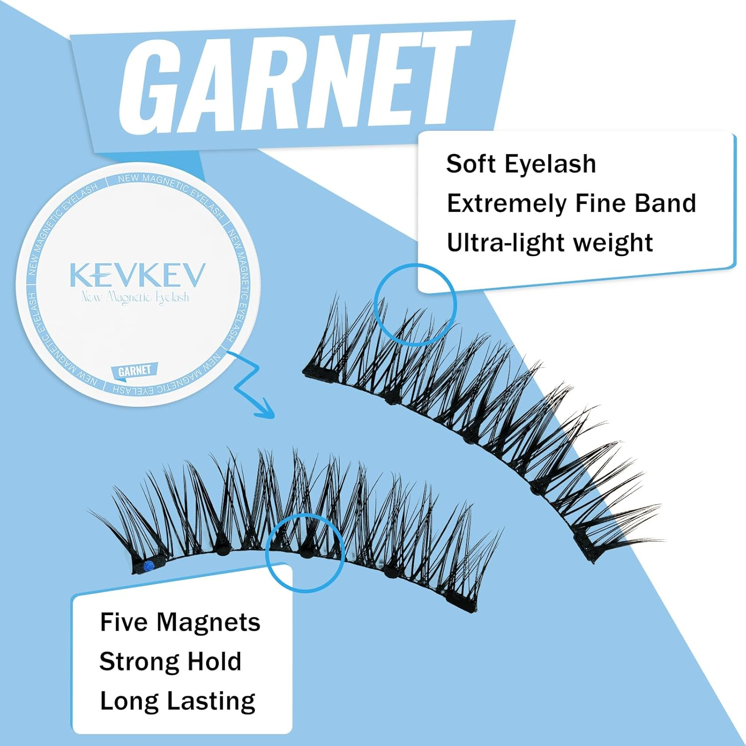 Kevkev Magnetic Eyelashes with Applicator Individual Lashes Wispy Lashes Lash Clusters Eyelashes Look like Extensions No Glue Needed(Garnet) image number 2