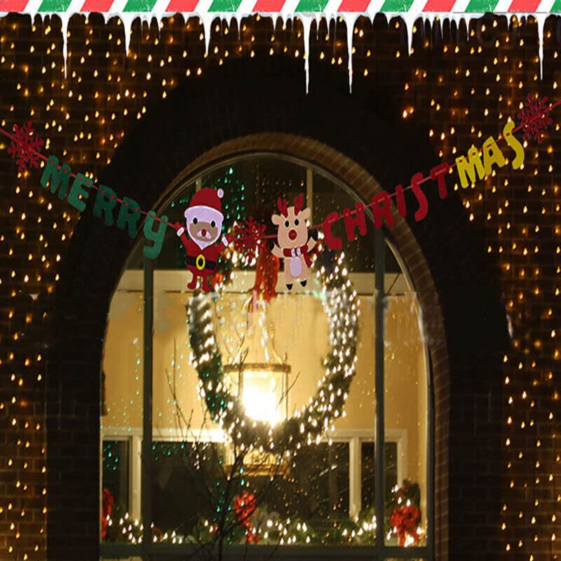 Merry Christmas Banner Felt Christmas Santa Flags Banner Hanging Xmas Decorations - 2.8M Decorative Hanging Xmas Garland for Home, Office, and Market Displays image number 6