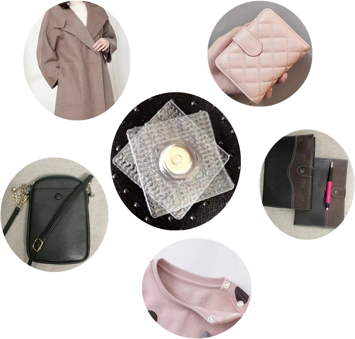 Wan 20 Pairs of Hidden Sewing Super Magnetic Snaps, PVC Wallet Closure Fasteners Snaps Magnet for Apparel Handbags Accessories DIY Craft Tools(1.4 Inch) White 095 image number 1