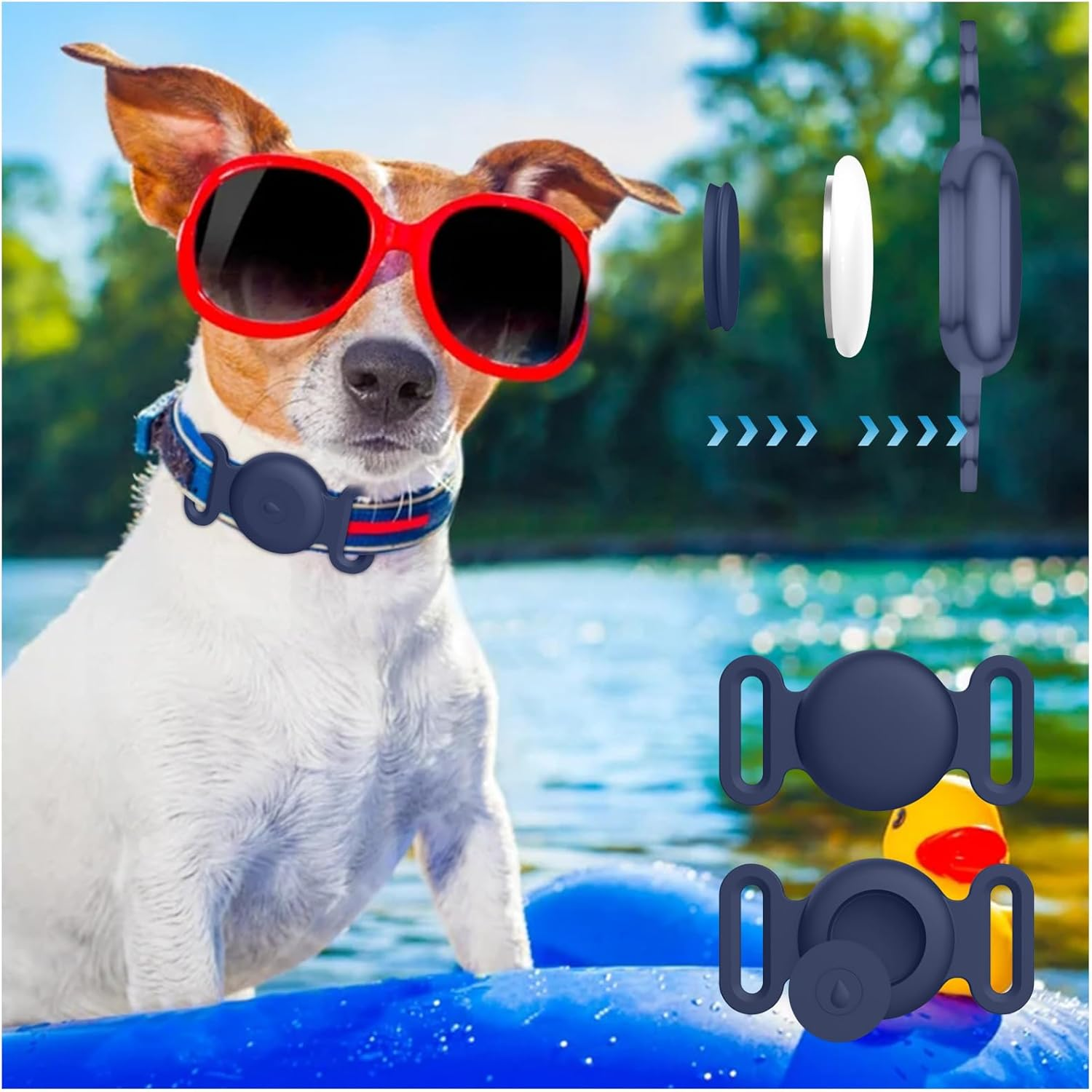 2-Pack Case for Apple Airtag Holder Dog Cat Collar, Silicone Protective Cat Dog Collar Airtag Holder, Pet GPS Tracker Collar Holder image number 3