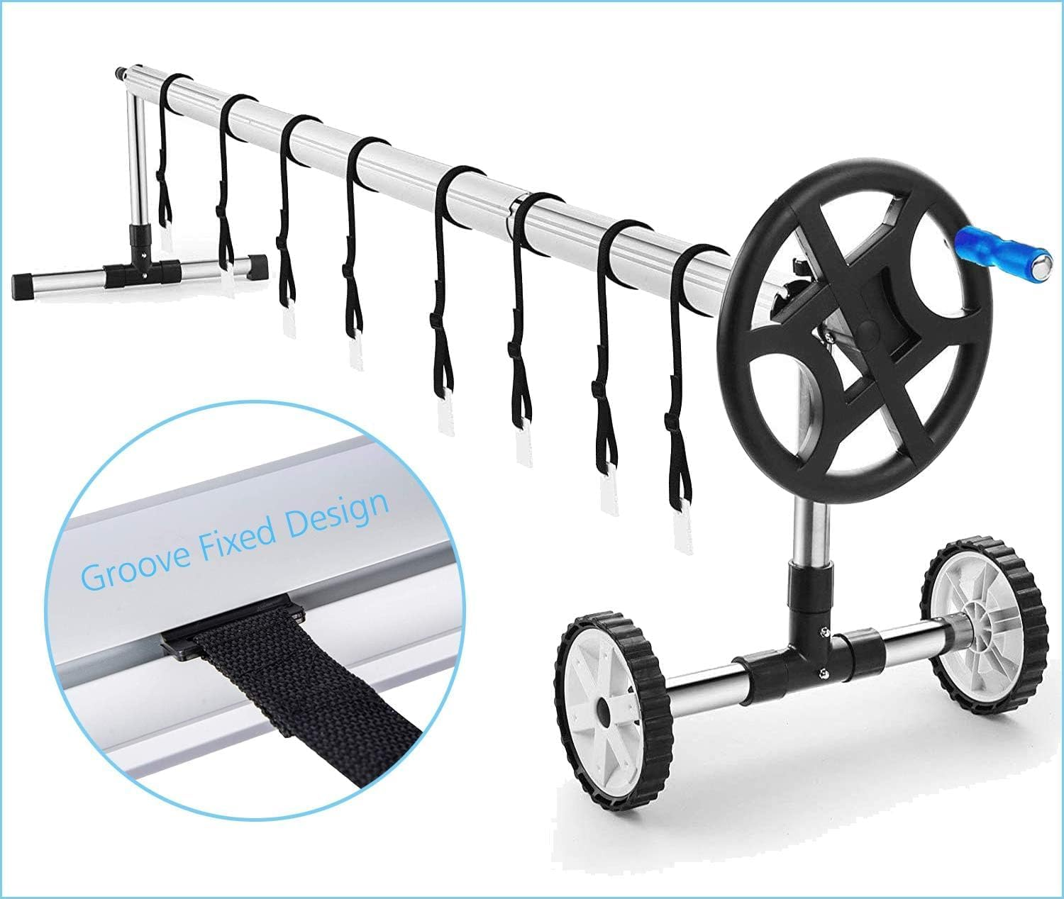 Pool Cover Roller Solar Blanket Swimming Reel Adjustable Thermal Ease of Use Convenience Durability Heavy-Duty Efficient Energy-Saving Versatile Lightweight Corrosion-Resistant (Straps)