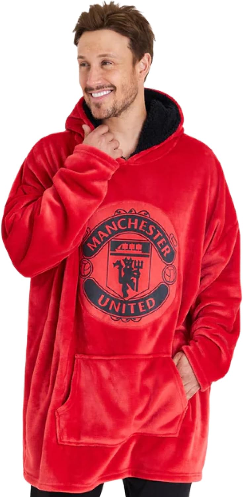 Manchester United F.C. Oversized Hoodie Blanket for Men, Man U Football Gifts