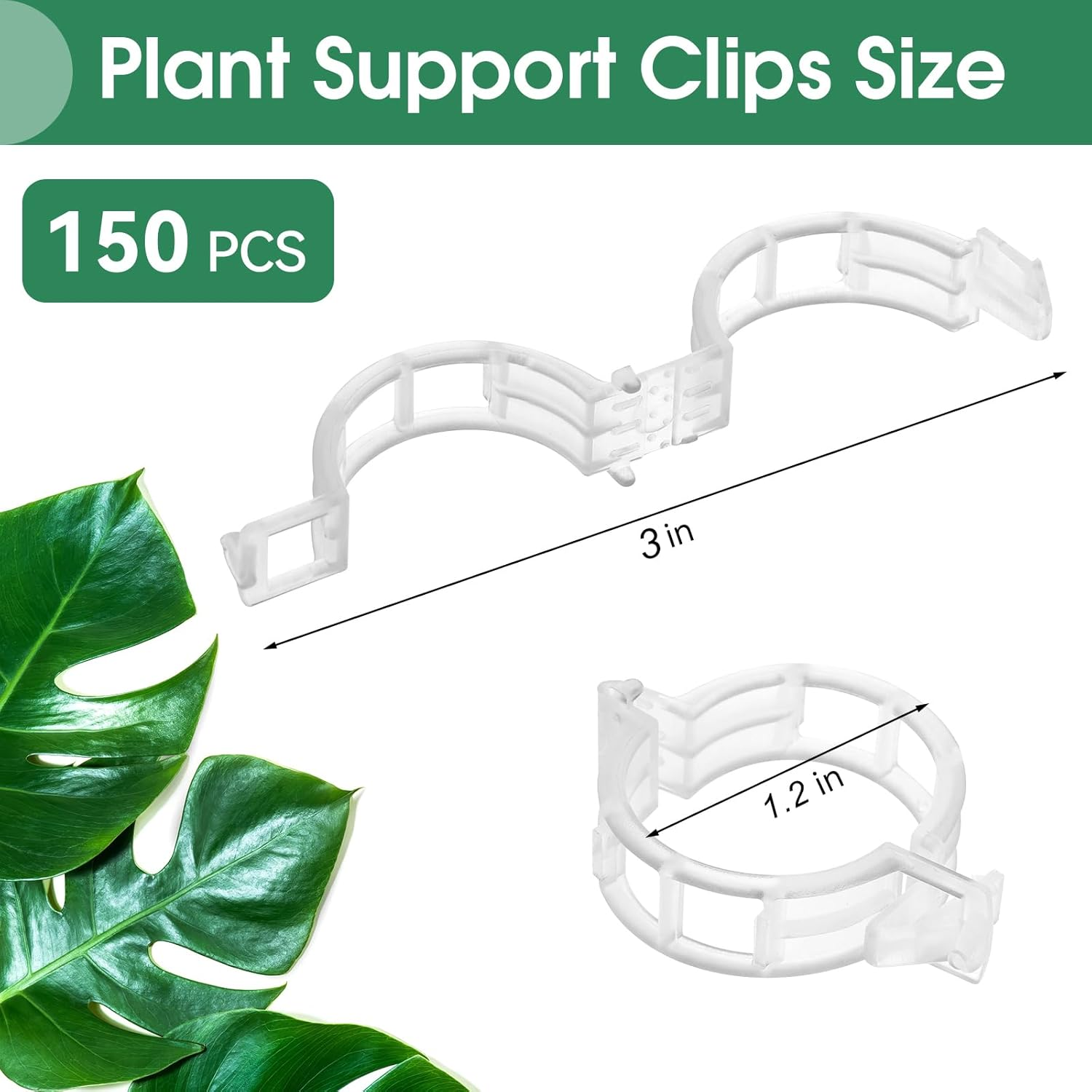 150 Pcs Plastic Trellis Plant Support Clips Plant Fixing Clips for Climbing Plants, Garden Clips for Support, Grape and Tomato Vine, Vegetables Plants(White) image number 1