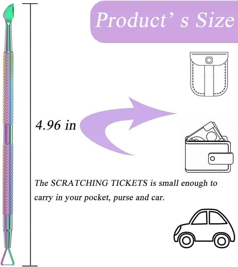 Colorful Double-End Ultimate Scratchmaster, Lottery Label Scraper for Flawless Reveals, Loteria, Scratch off the Hard to Remove Pin Numbers on Present Cards and as a Secret Present, 2 PCS - Silver Double-End image number 7