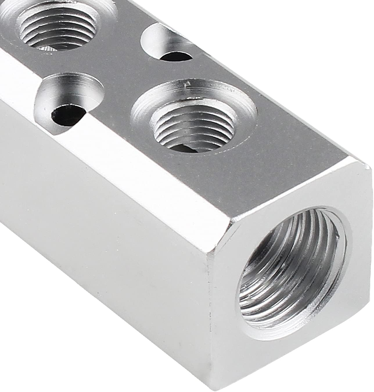2 Way Pneumatic Manifold Air Distribution Block, Compressed Air Manifold Pneumatic Block, Air Coupler Fast Connector for Compressor, Silver image number 5