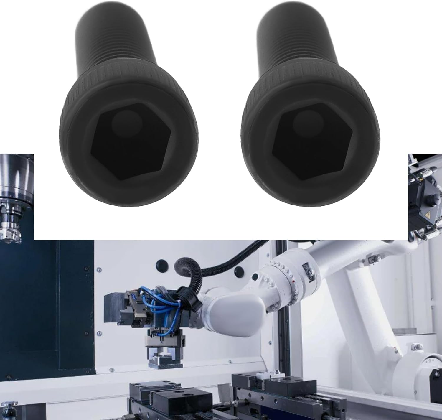 8 Pieces 1/4&rdquo;-28 Socket Head Cap Replacement Screw Compatible with A2 AR Gripand with Stainless Steel Star Lock Washer Black image number 1