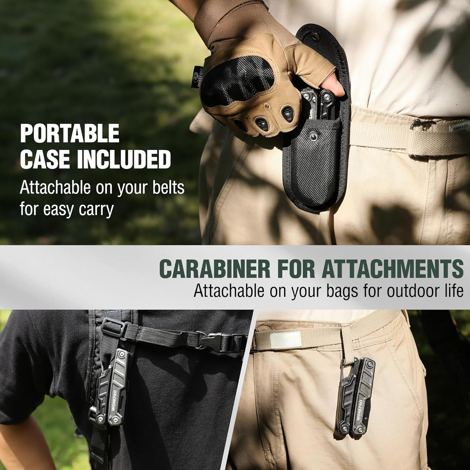 WORKPRO 11-In-1 Stainless Steel Multitool Pliers - EDC Multi-Tool with Safety Lock, Pocket Clip & Sheath - 220G Camping Knife, Screwdriver, Saw, Wire Cutter & Bottle Opener image number 6