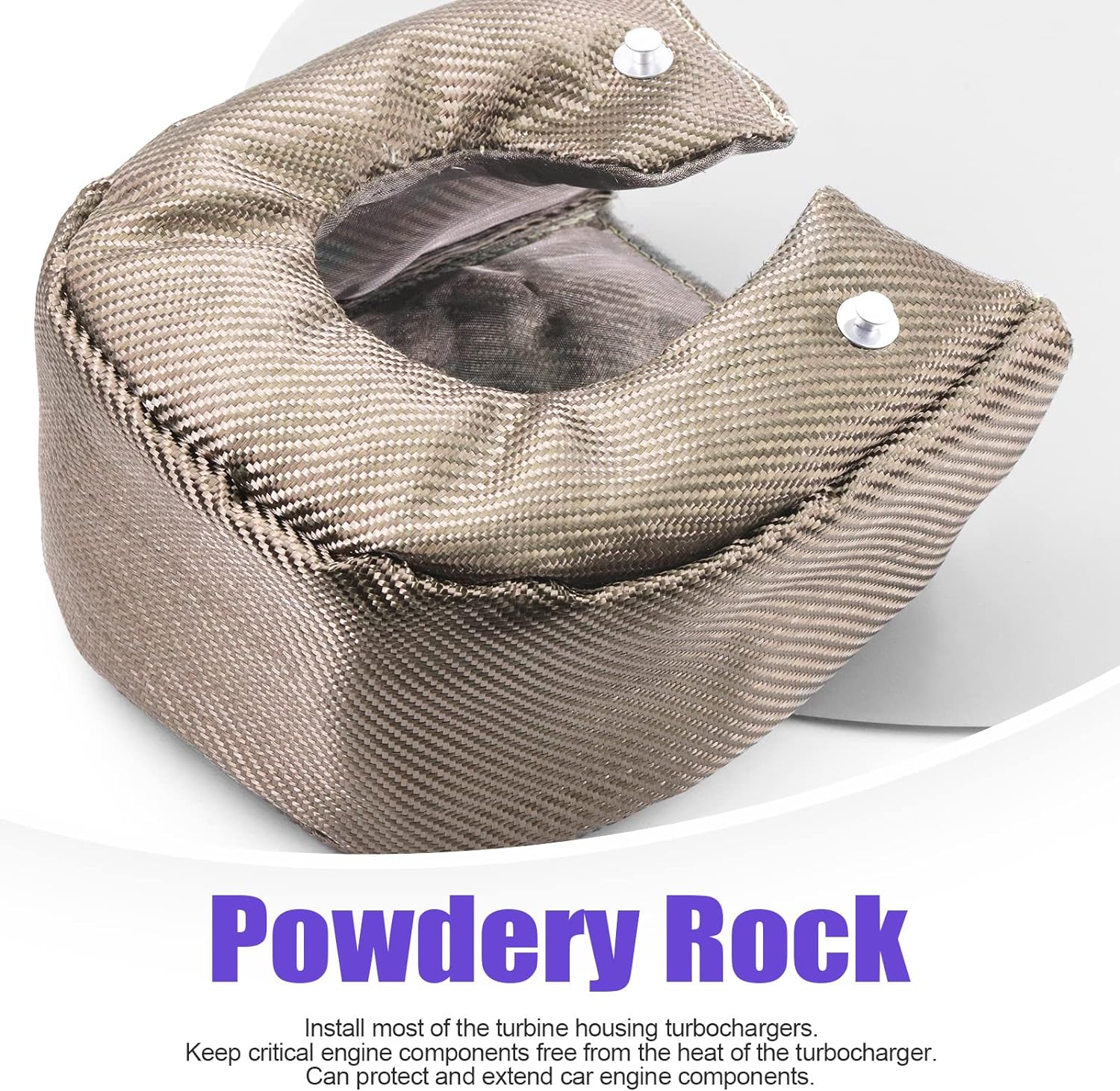 Swpeet 3Pcs T3 Titanium Turbo Heat Shield Blanket and Fastener Springs Assortment Kit, Charger Cover Wrap Heat Shield Barrier Fiber Turbo Blanket Turbocharger Cover Wrap image number 3