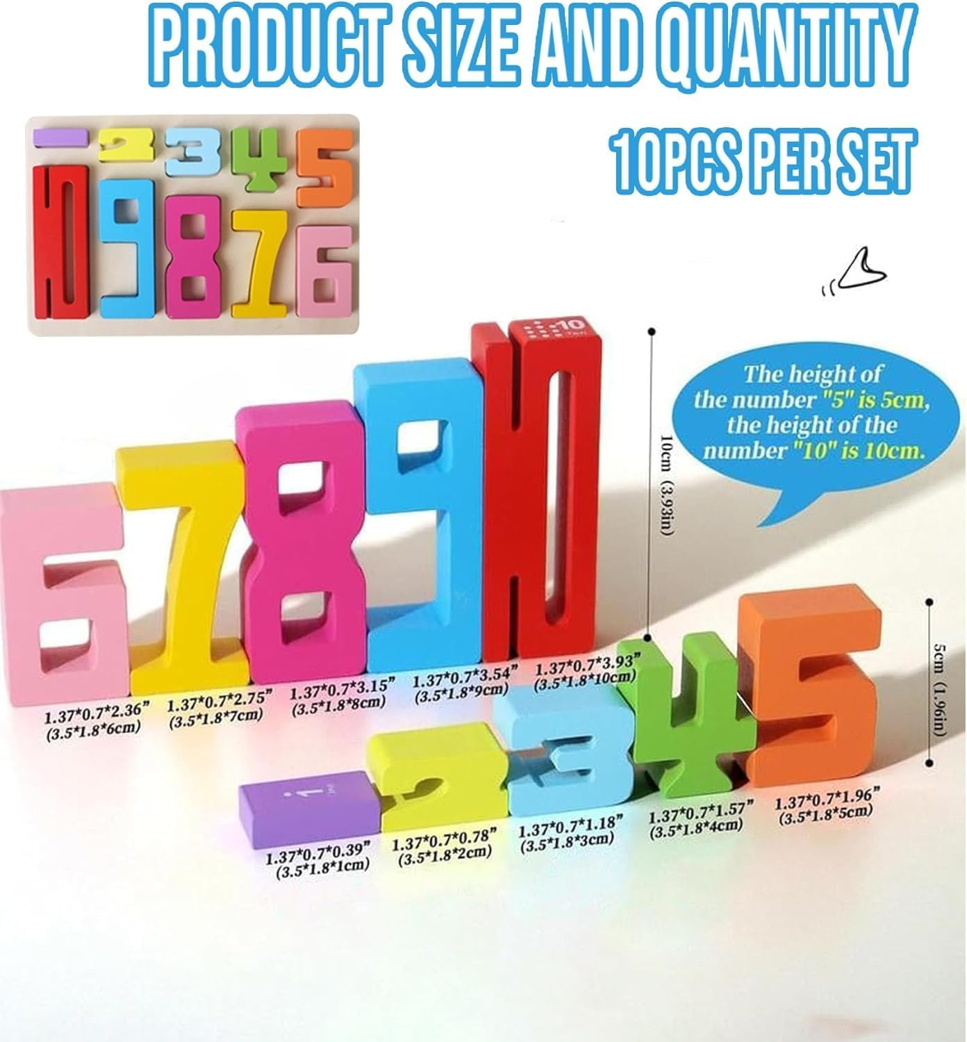 Montessori-Inspired Wooden Number Building Blocks-Wooden Number Blocks for 3+ Years Old Kids,Balance Competition Toy &ndash; Unlock Your Child&rsquo;S Potential (Boxed Version)