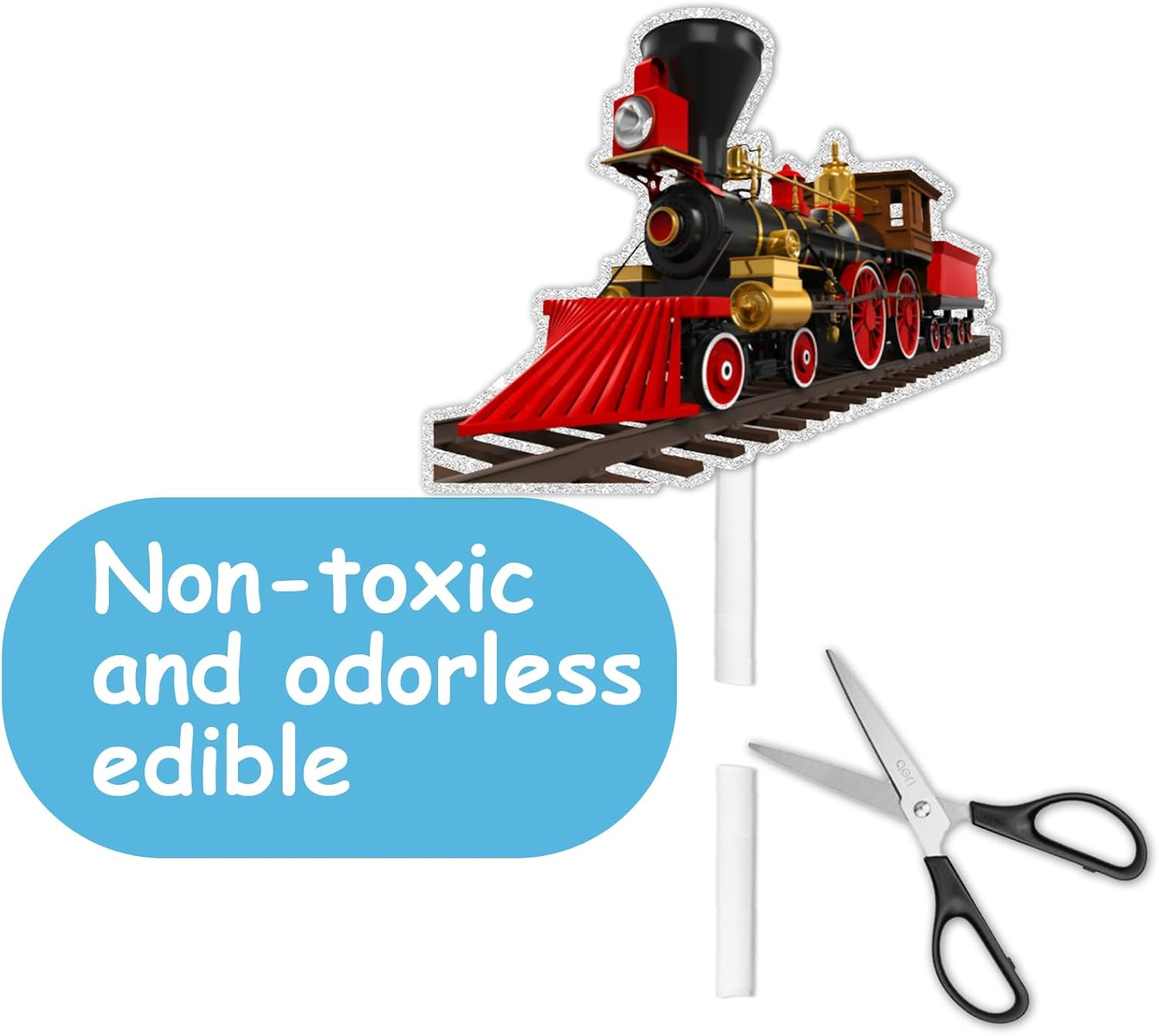 Glitter Dessert Cupcake Topper Cheer to Transportation Train Railroad Crossing Theme Decorations Supplies Baby Shower Children Boy Girl Happy Birthday Party Decor Set 18Pcs image number 6