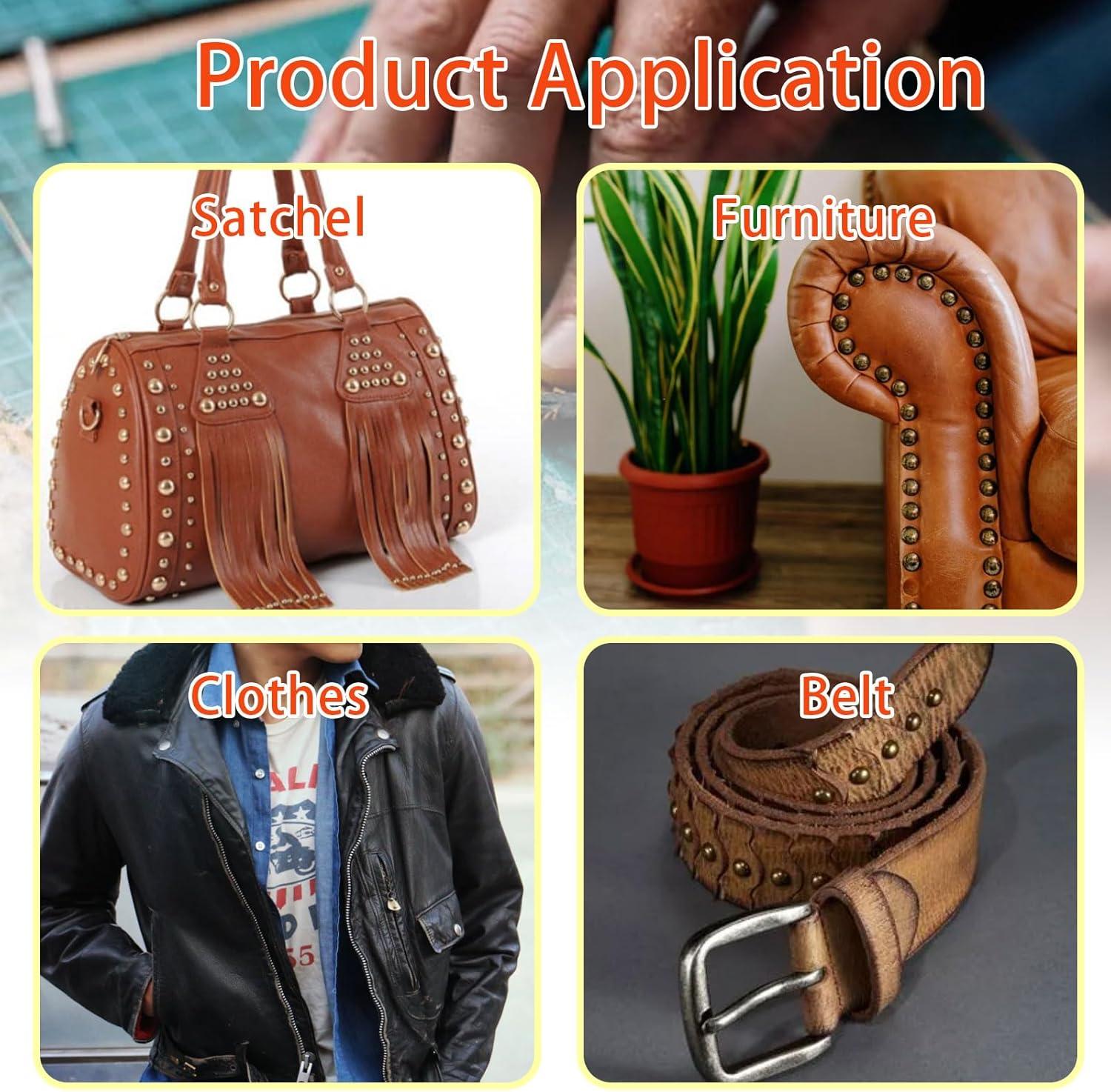 Tanstic 365Pcs Leather Rivets Kit, 3 Sizes 4 Colors Double Cap Rivets Flat Tubular Metal Studs with Rubber Hammer and Setting Tool Kit for Leather Craft Repair Decoration(Silver/Gun Black/Bronze/Gold) - A Kit image number 6