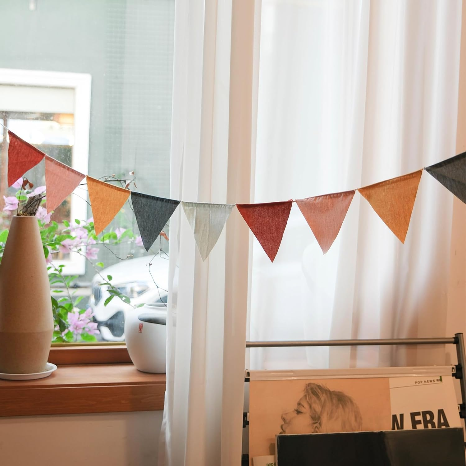 3.9Ft Half Circle Banner - Pastel Cotton Pennants for Kids Tent, Nursery & Birthday Party Decor Pastel Pennant Banner | Single Sided Hanging Banners (Set of 2) image number 6