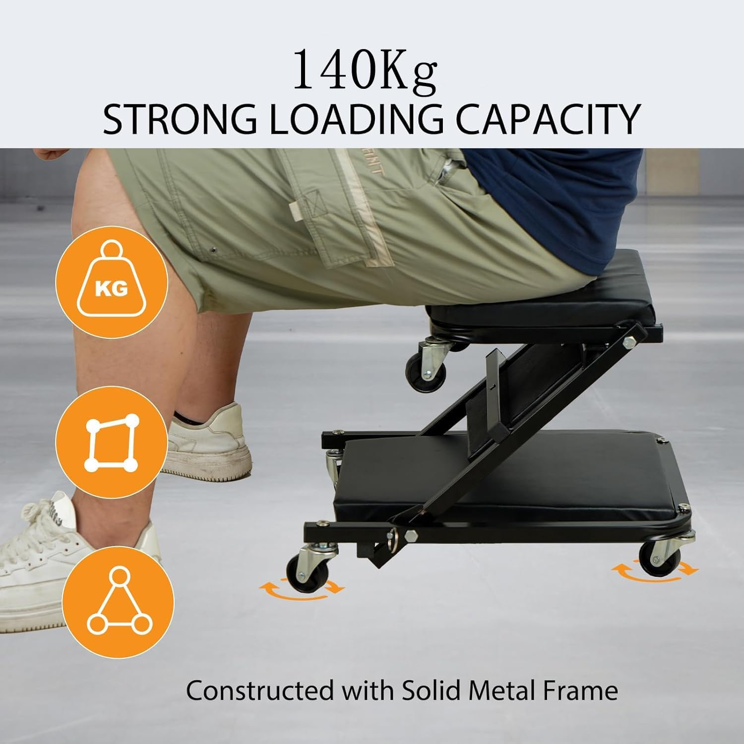 36" Mechanic Creeper, Car Maintenance Deck 2 in 1 Rolling Folding Car Z-Creeper Seat Adjustable Roller Garage Chair, Lay down or Sit image number 4