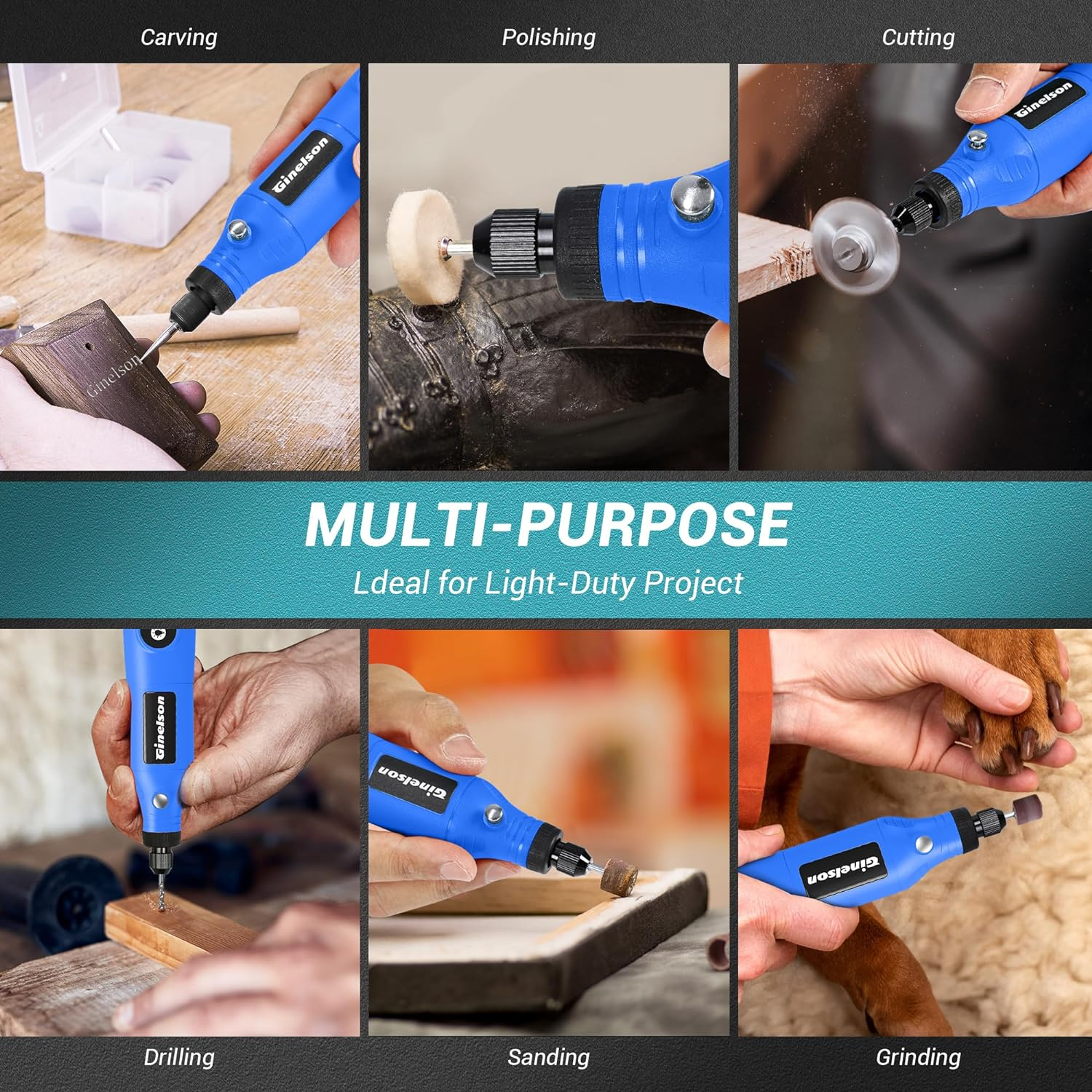 Cordless Rotary Tool, 5 Variable Speed Mini Rotary Tool Kit with 70 Accessories, 3.7V Type-C Charging Power Rotary Tool for Engraving, Sanding, Polishing, Carving, Cutting, DIY Crafts image number 5